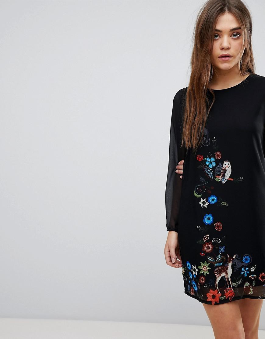 border print shift dress