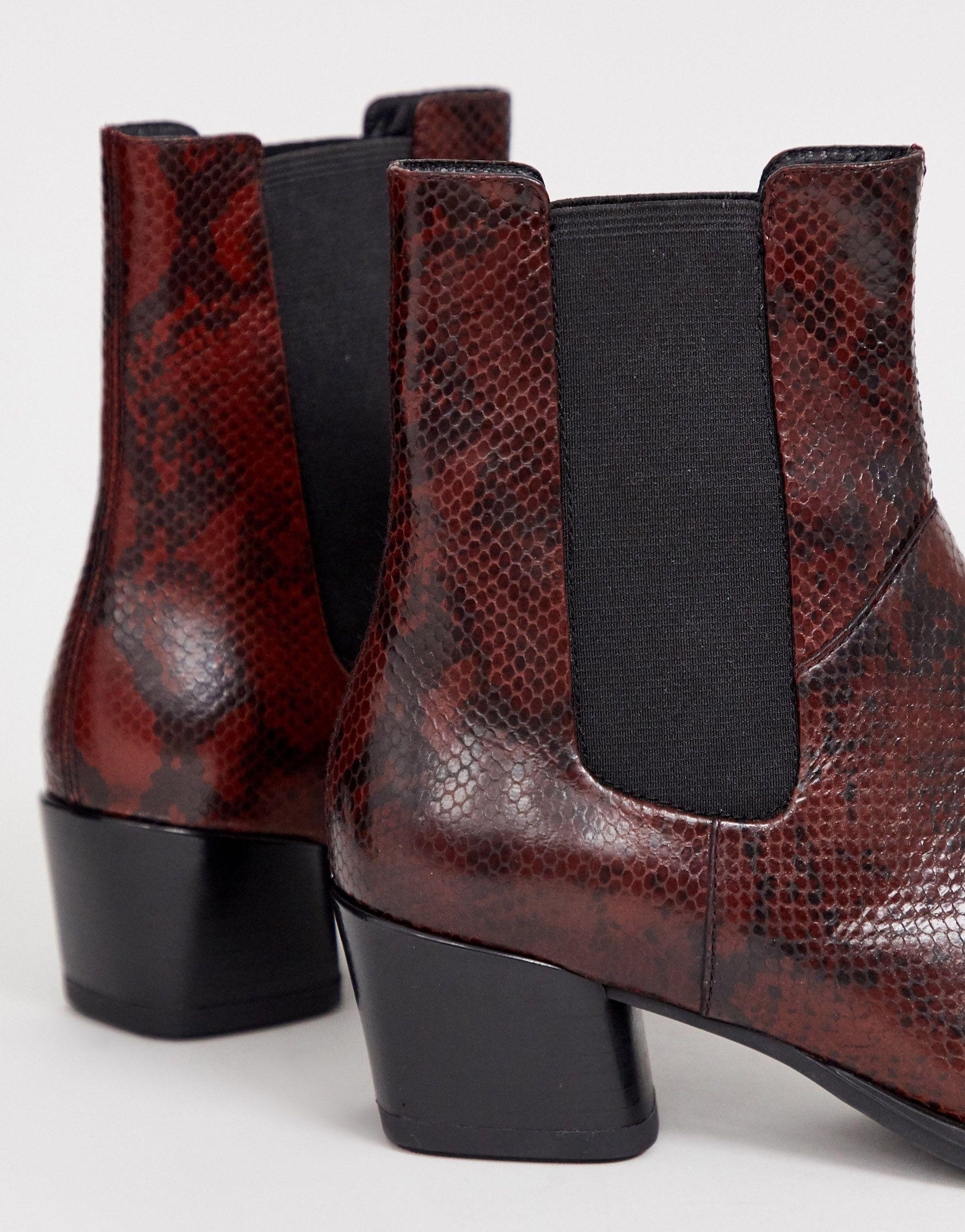 Vagabond Leather Lara Oxblood Snake Print Mid Heeled Ankle Boots-brown -  Lyst