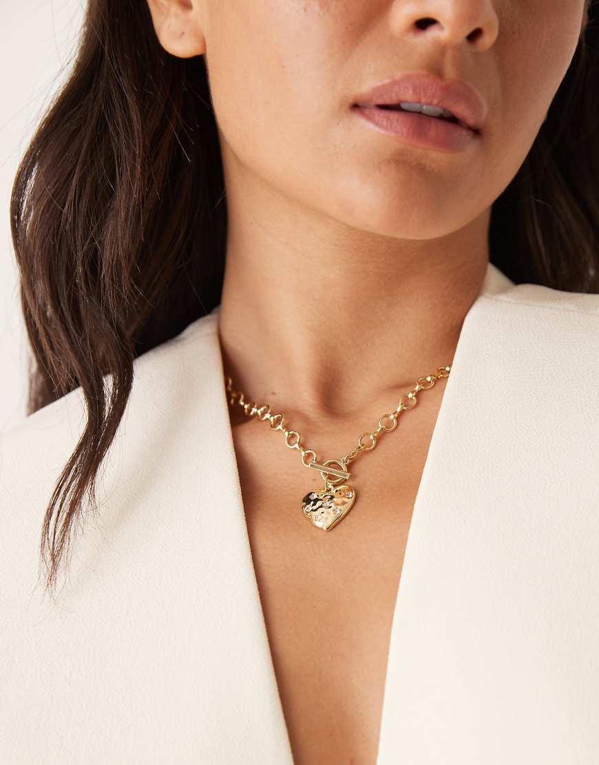 Gold Necklace Asos Womens Necklace Ridge Heart Pendant Necklace