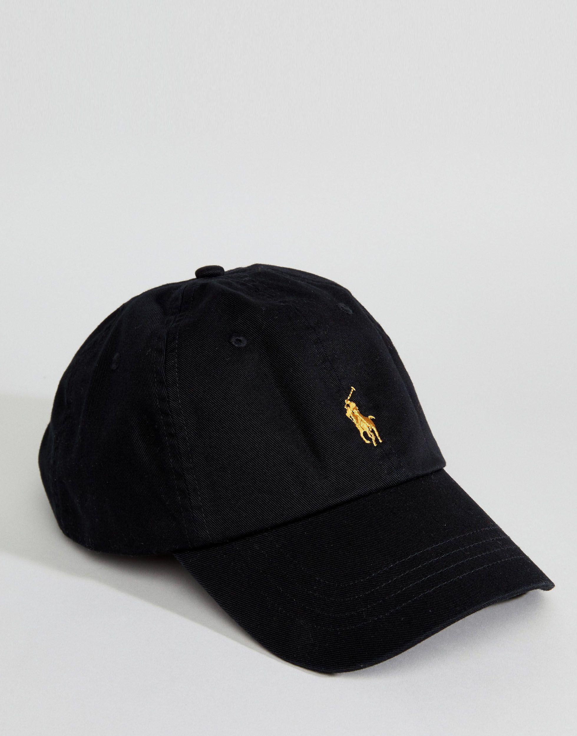 Polo Ralph Lauren Cotton Baseball Cap With Gold Player Logo in Black/Yellow  (Black) for Men - Lyst