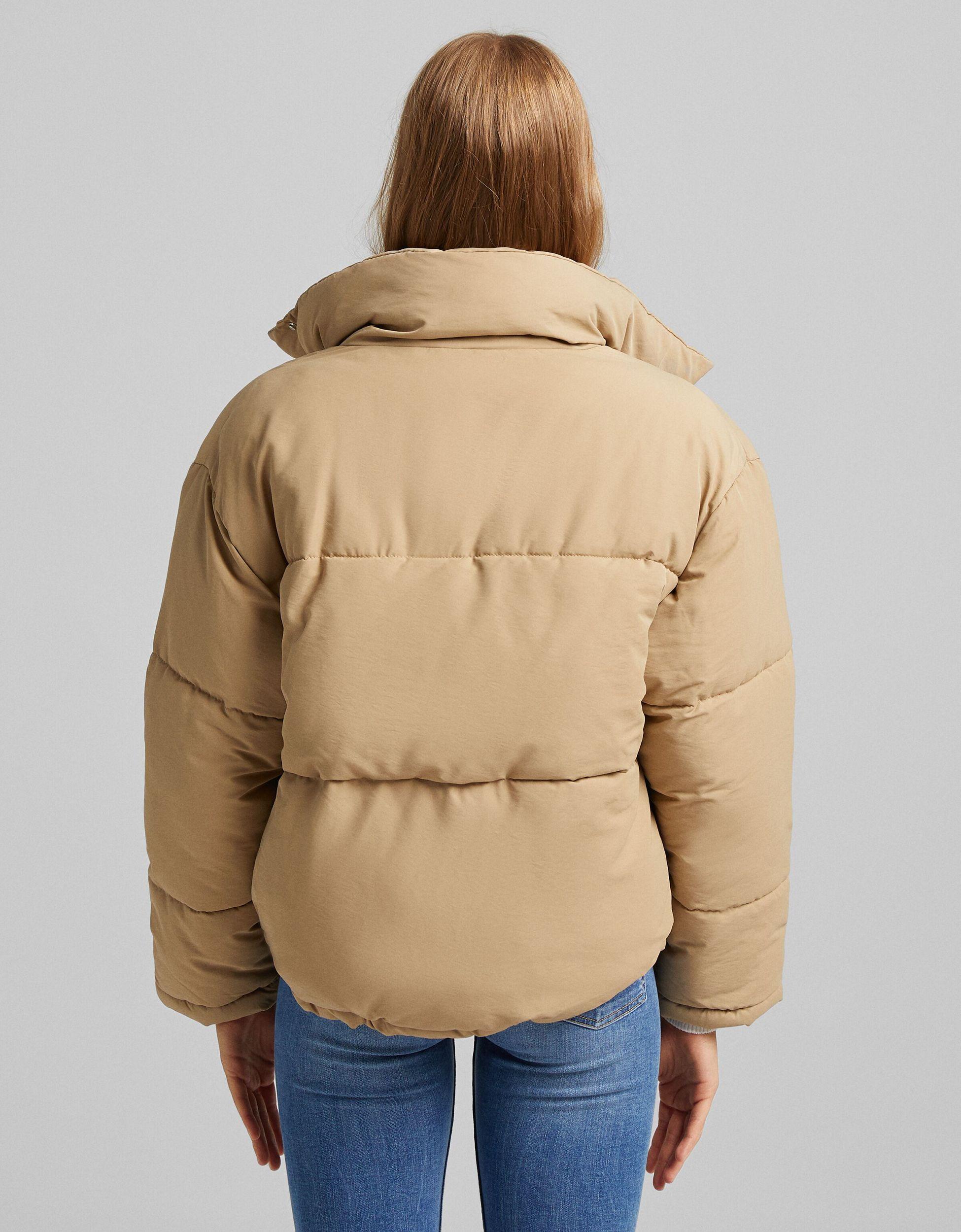 Bershka Synthetic Oversized Padded Puffer Jacket in Brown | Lyst
