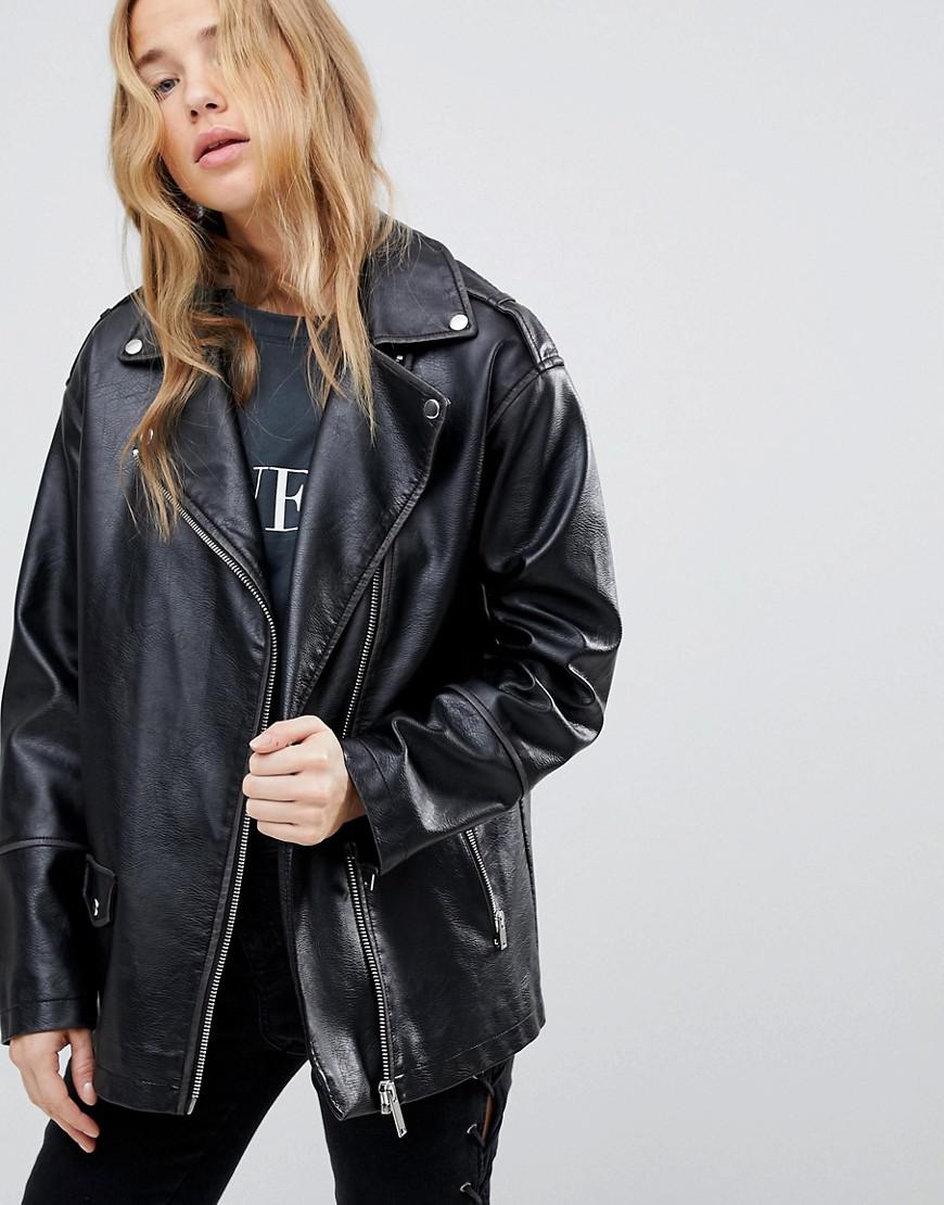 Oversized leather look jacket Clearance
