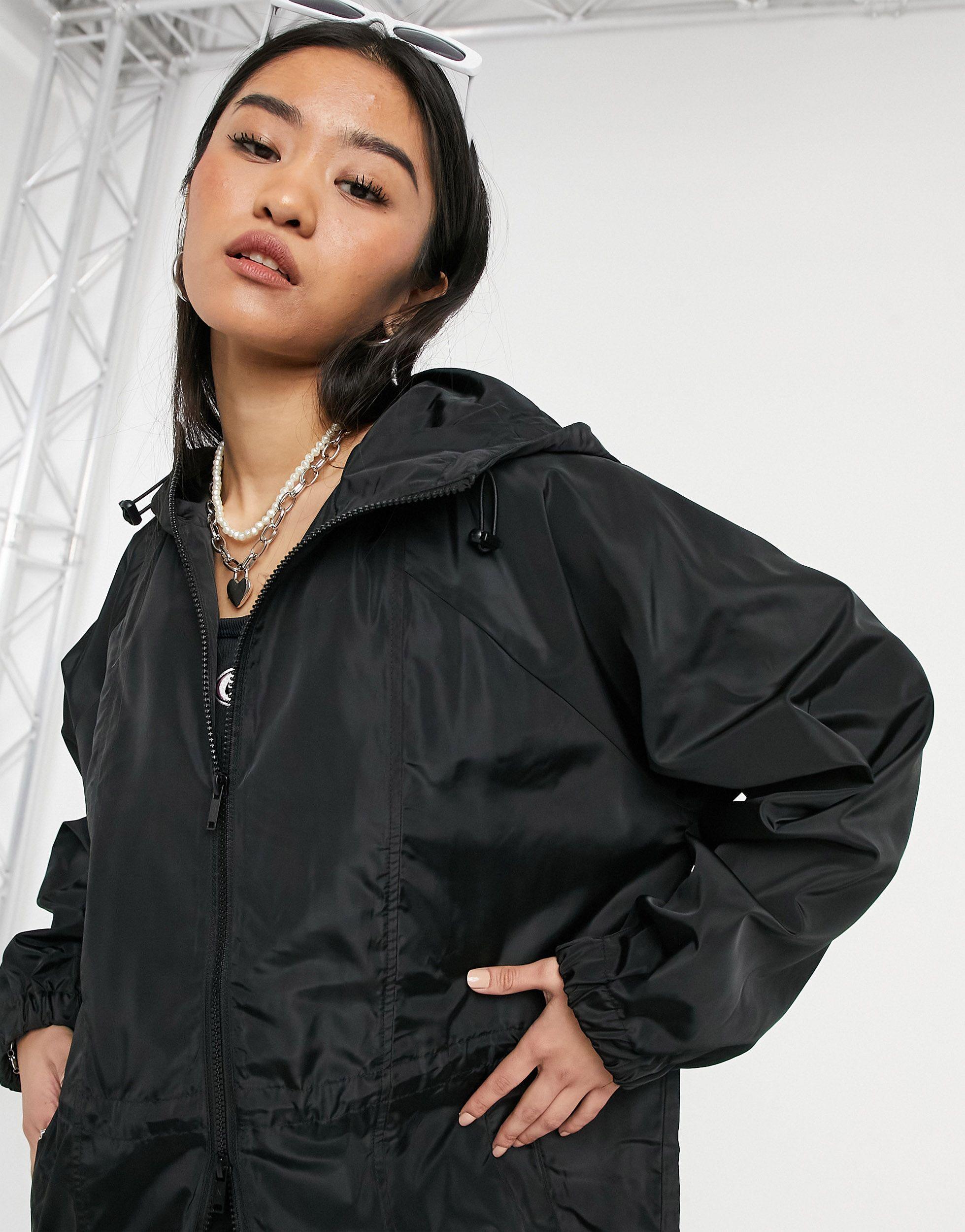 black midi coat with hood