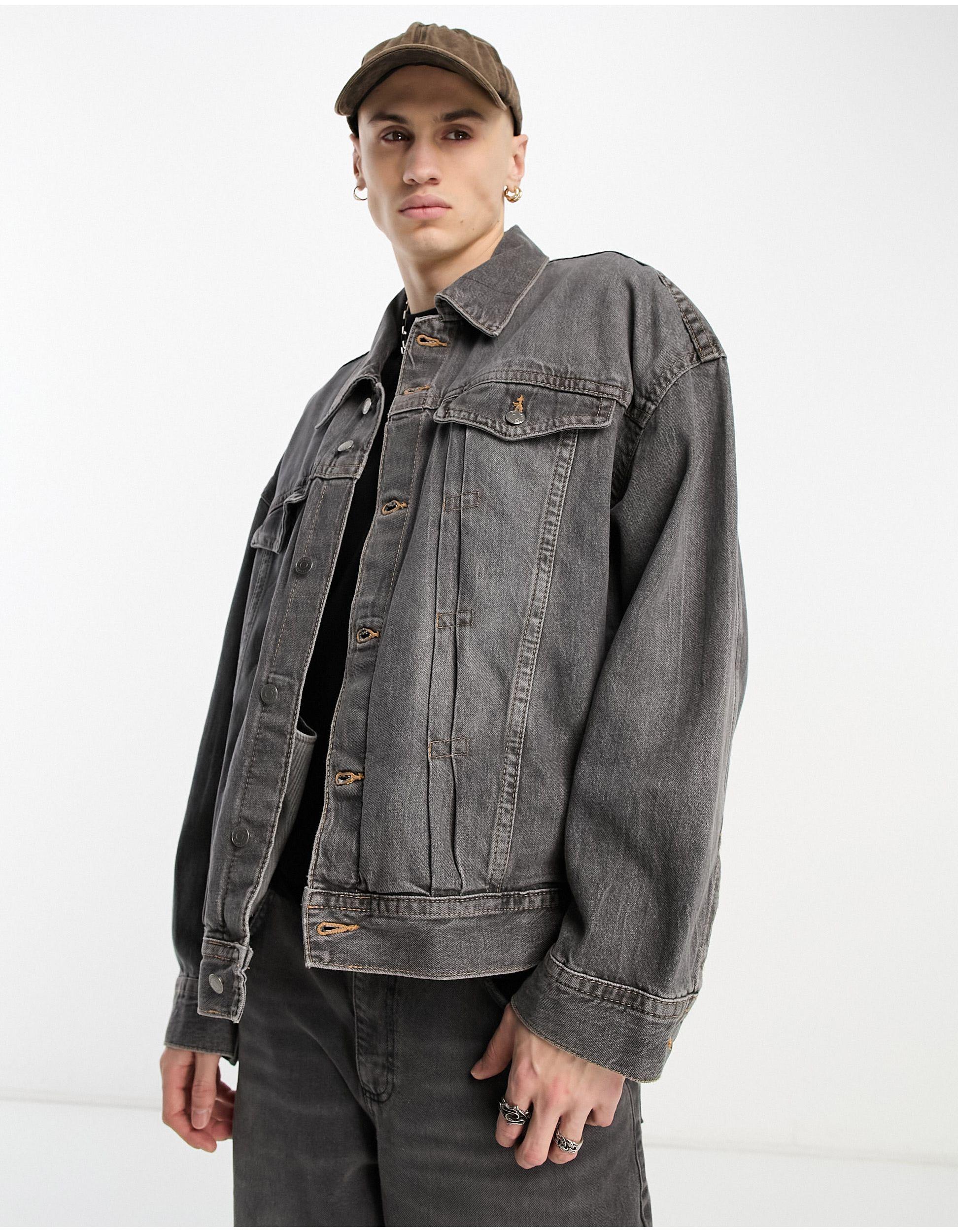 Weekday Lincoln Oversized Denim Trucker Jacket in Gray for Men