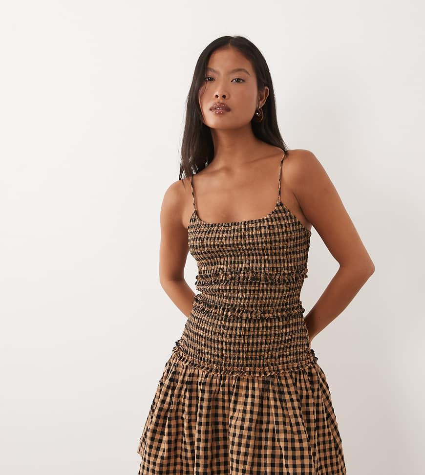 asos design high neck shirred waist mini dress in texture ASOS Design - High Neck Dropped Waist Mini Dress - Women - Cotton - 6 US