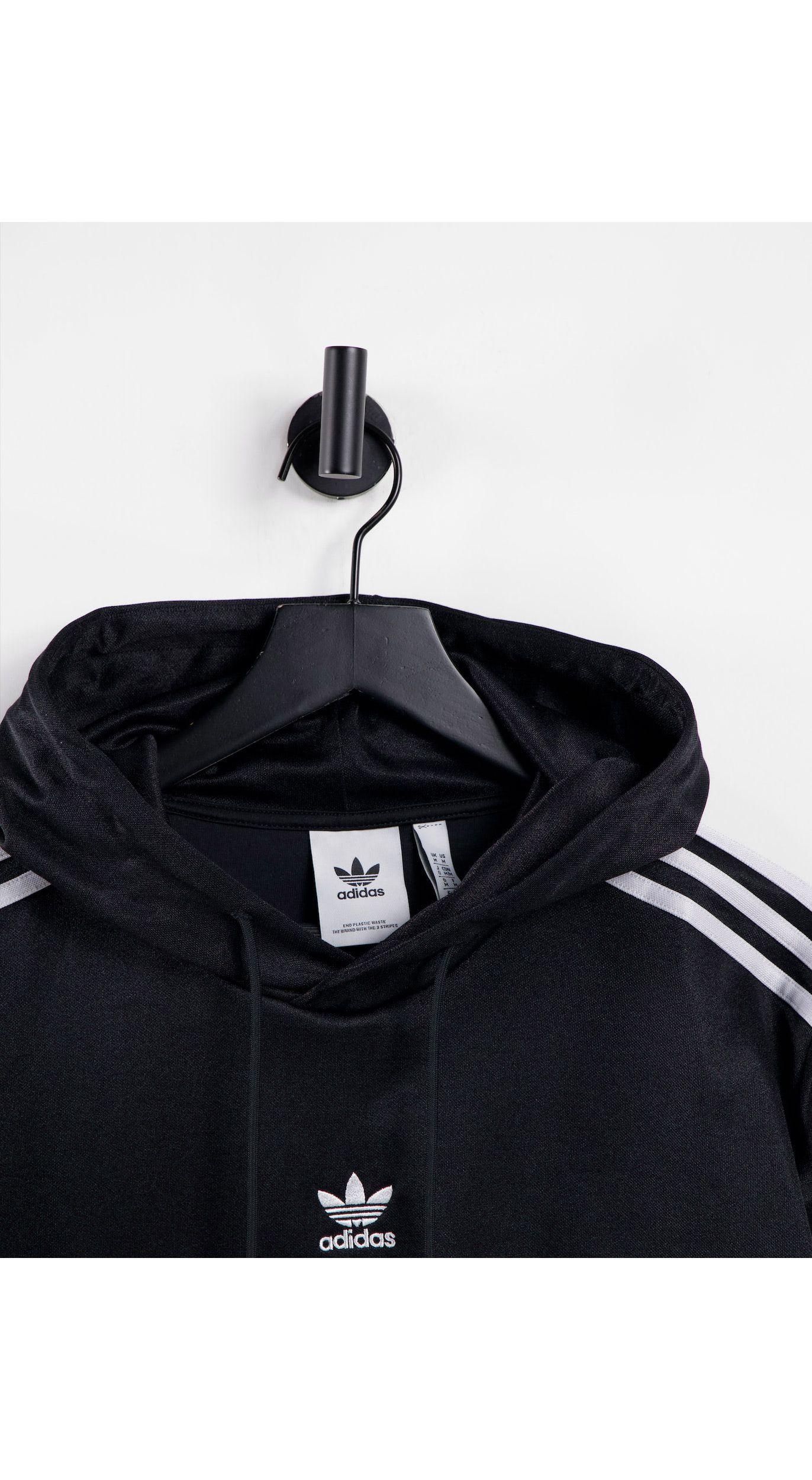adidas Originals Adicolor High Shine Three Stripe Hoodie in Black for Men |  Lyst