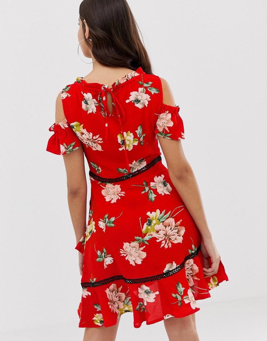 lipsy red floral dress