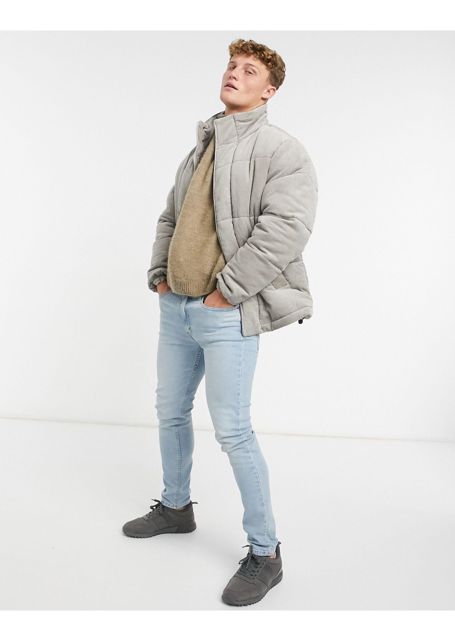grey cord puffer jacket
