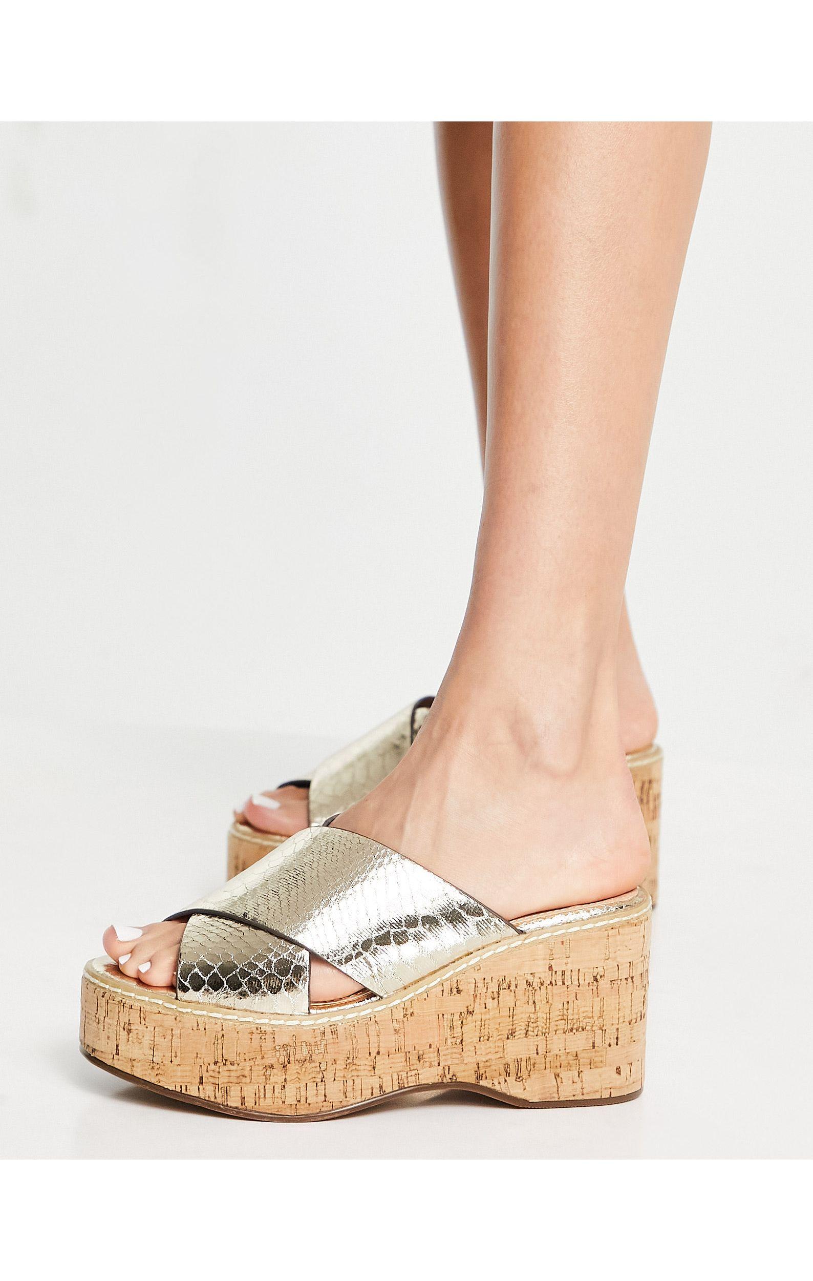 River Island Sandalen Met Plateauzool En Sleehak Met Kurk in het