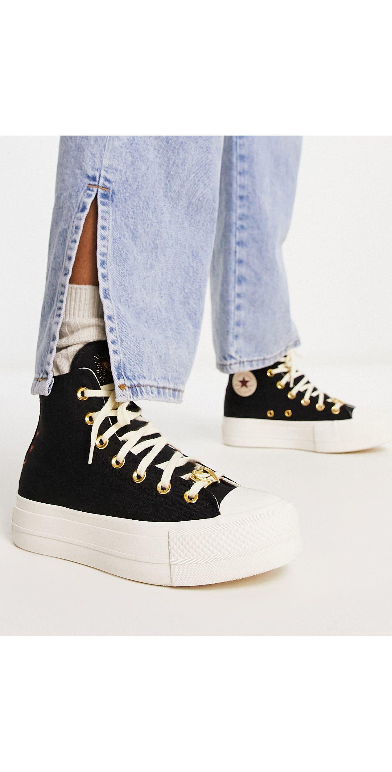 Converse Chuck Taylor All Star Lift Hi Platform Sneakers With Heart  Embroidery in Blue | Lyst
