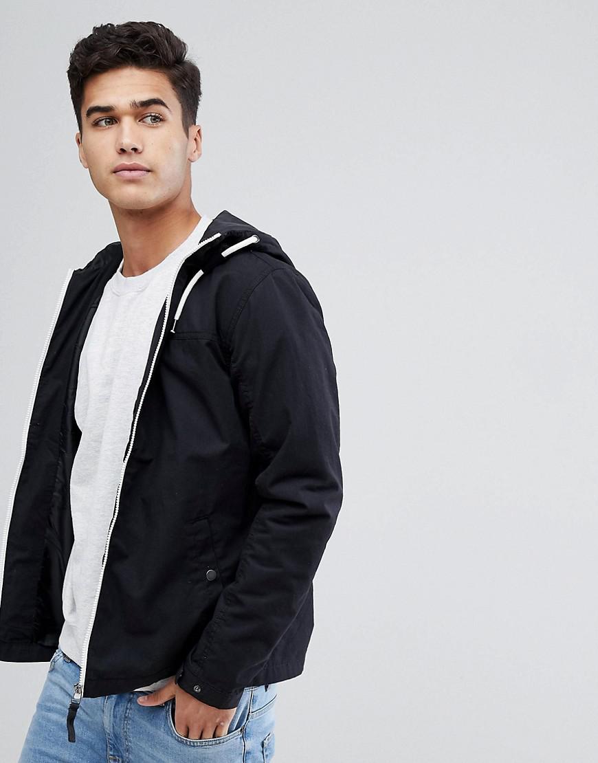 Jack & Jones Denim Originals Lightweight Hooded Jacket With Contrast Zip in Black for Men - Lyst