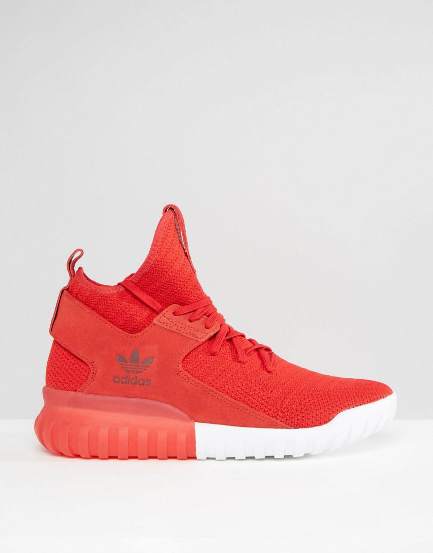 tubular x primeknit shoes red