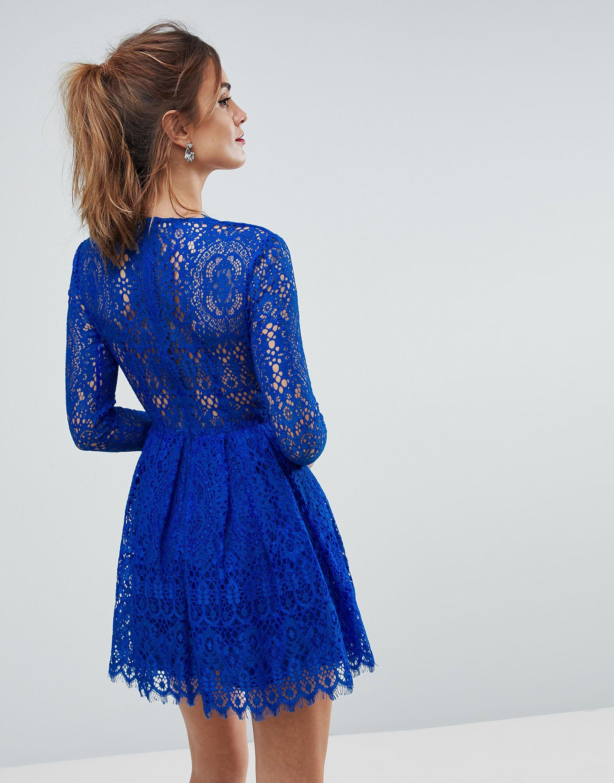 asos long sleeve lace mini prom dress