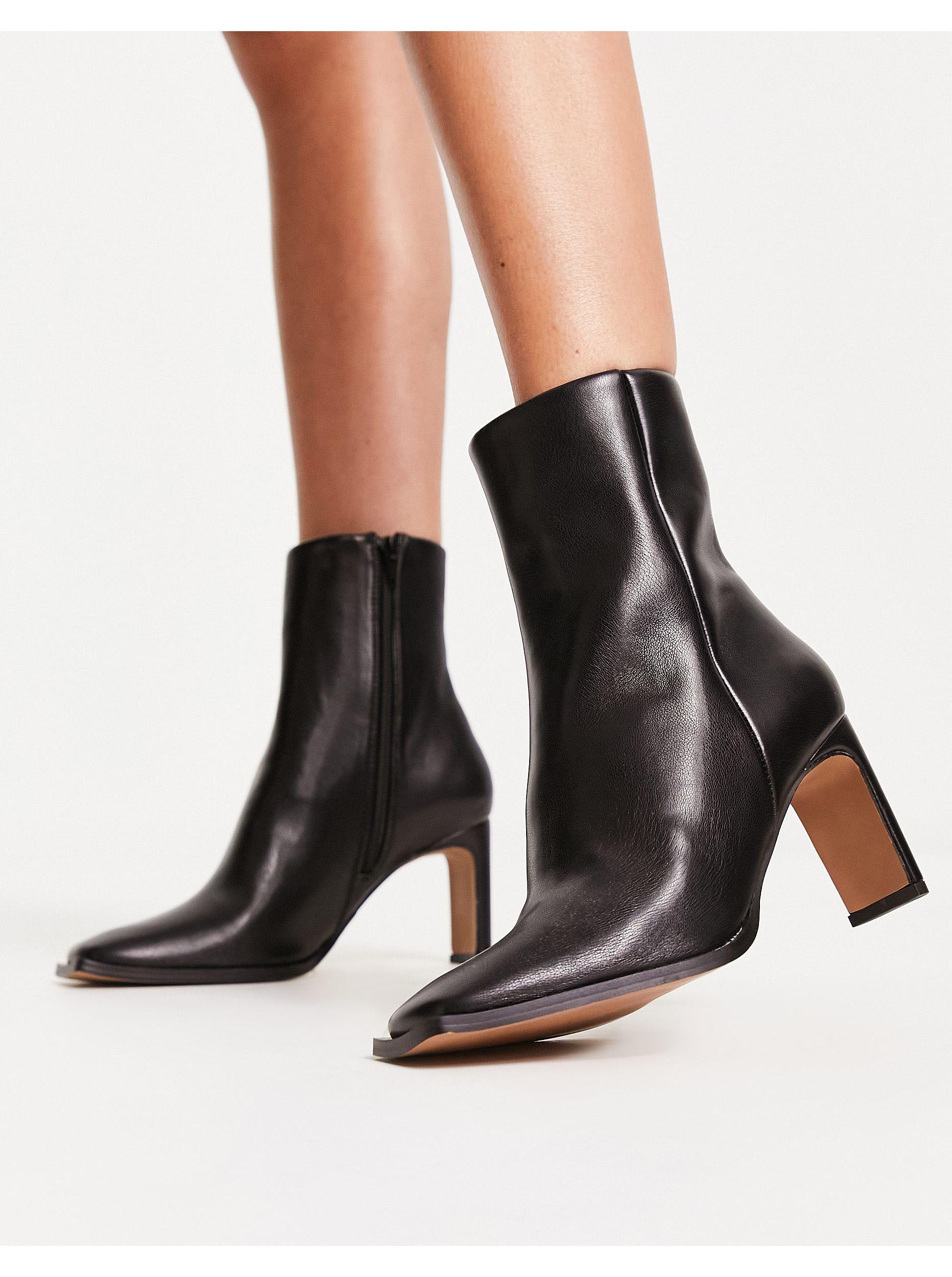 ASOS Remmy Set-back Heeled Boots in Black | Lyst