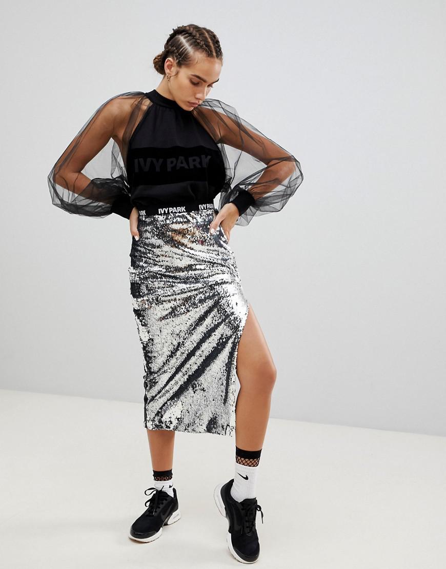 Ivy Park Sequin Pencil Skirt in Metallic | Lyst Australia