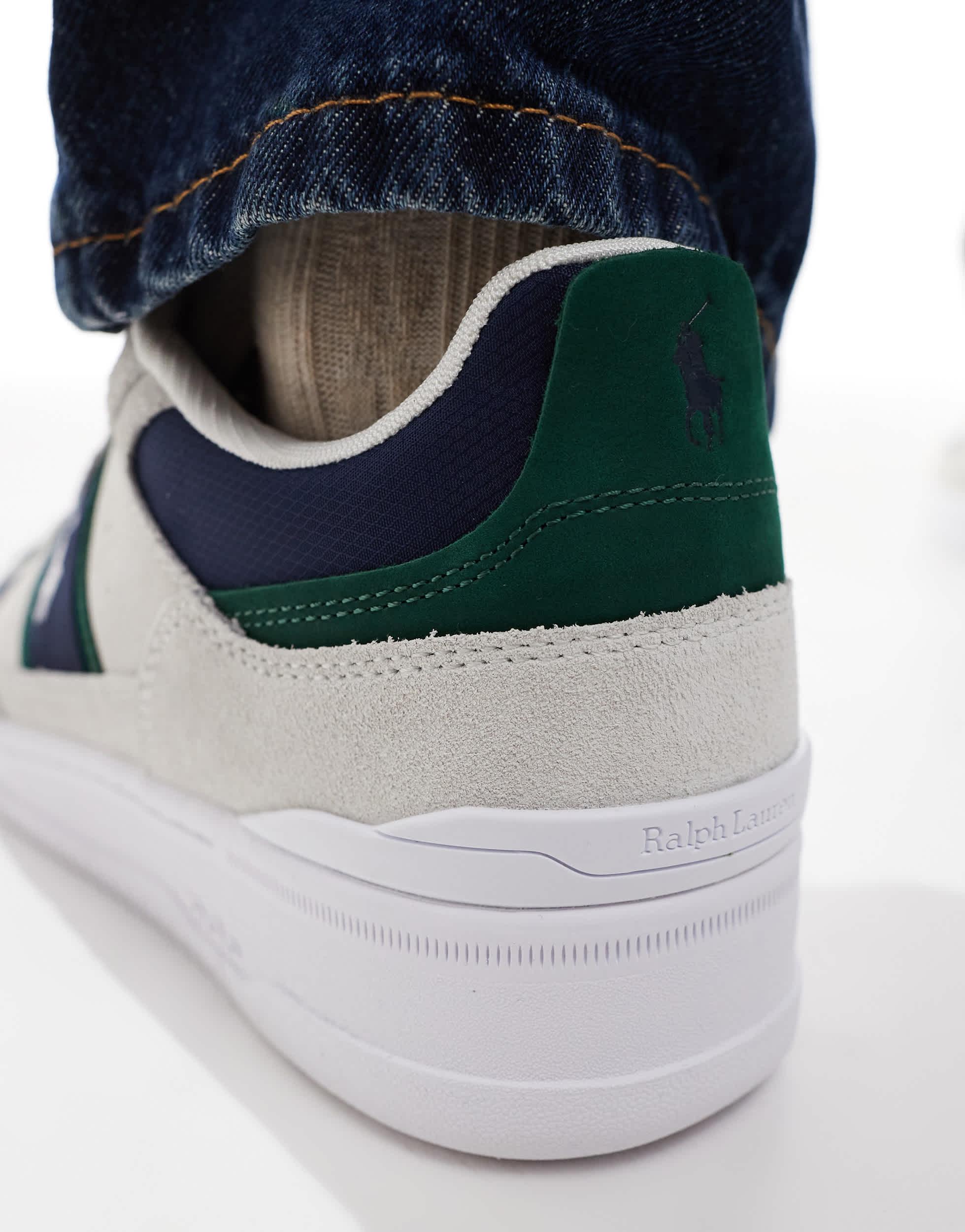 NWOB $110 Polo Ralph Lauren Masters Sport Leather Suede Sneaker Green 8.5 Ralph Lauren Suede Casual Shoes for Men for sale | eBay main image 4