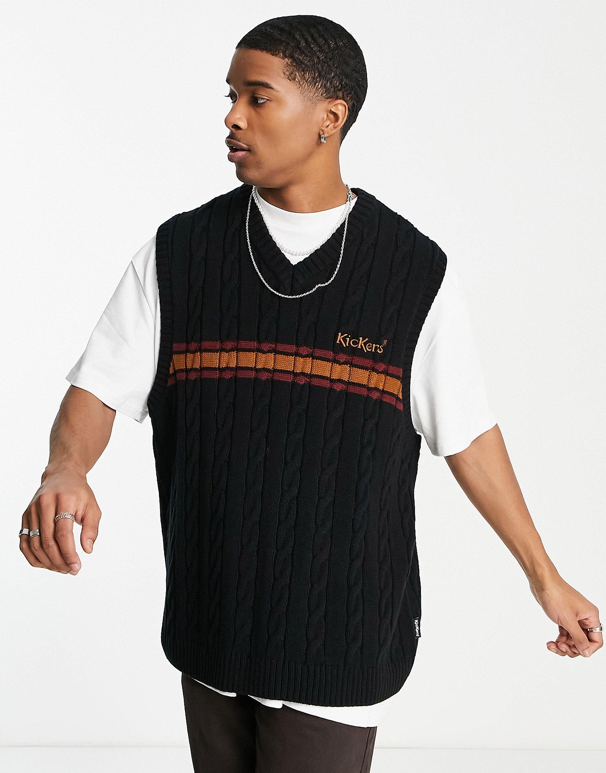Kickers Cable Knit Vest in Black for 