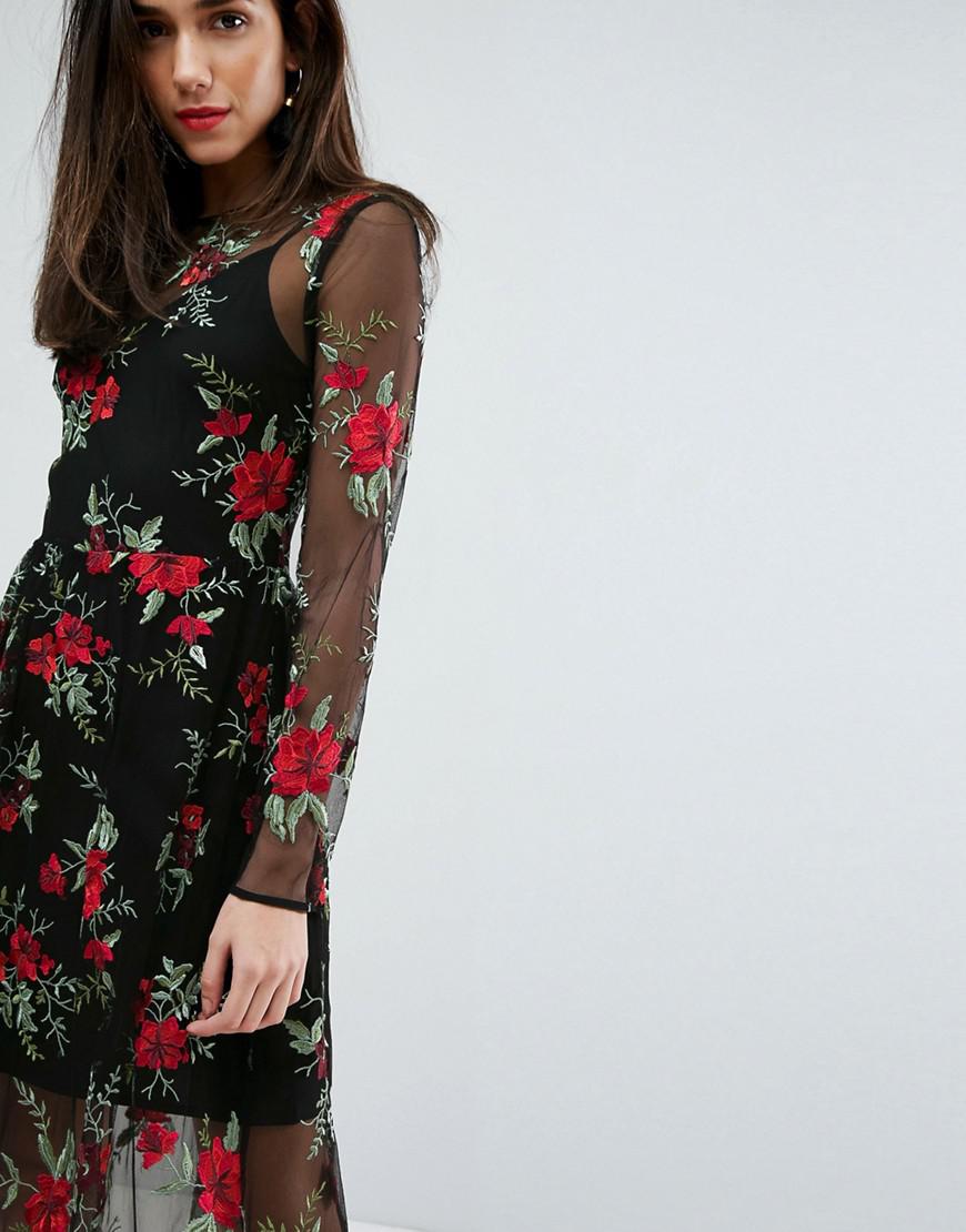 warehouse embroidered dress