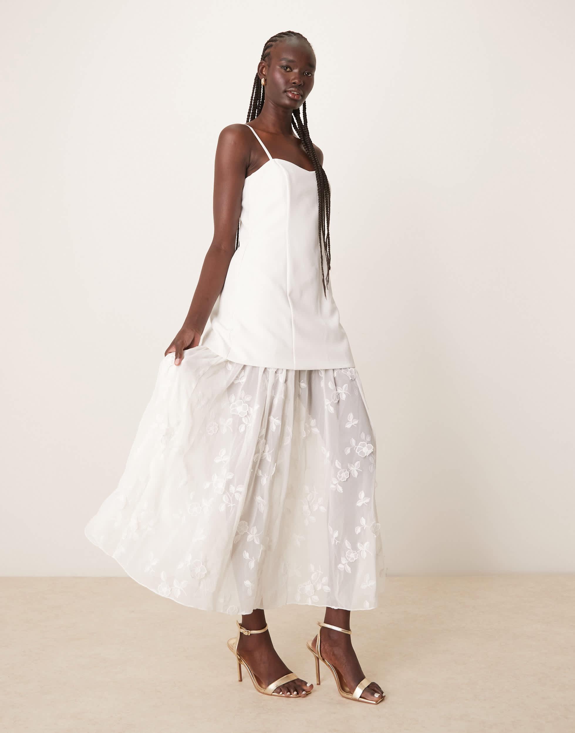 sachin and babi light blue dress Abercrombie drop waist Corset Dress White &