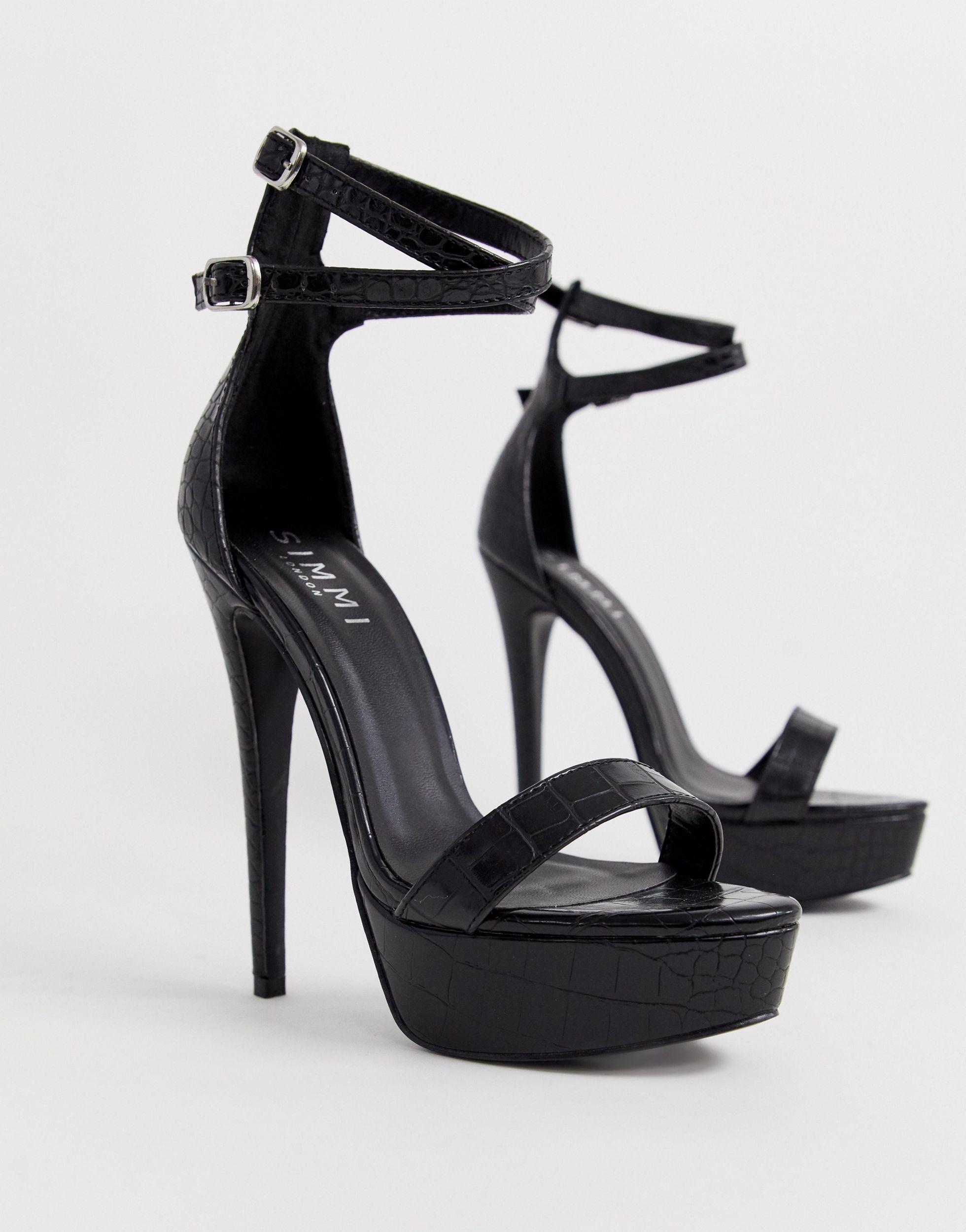 SIMMI Shoes Simmi London Scandal Croc Platform Sandals in Black | Lyst