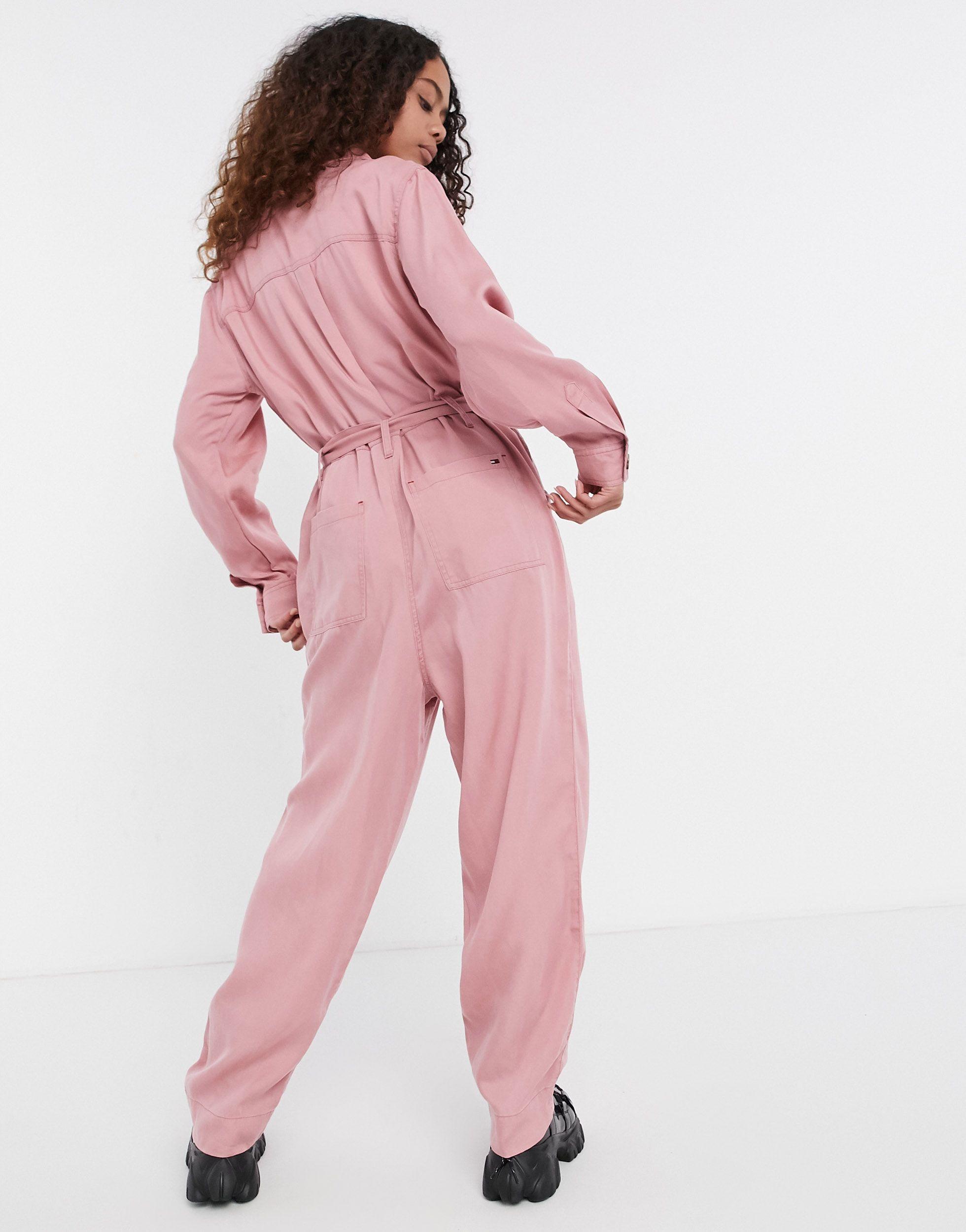 Tommy Hilfiger Utility Jumpsuit in Pink - Lyst