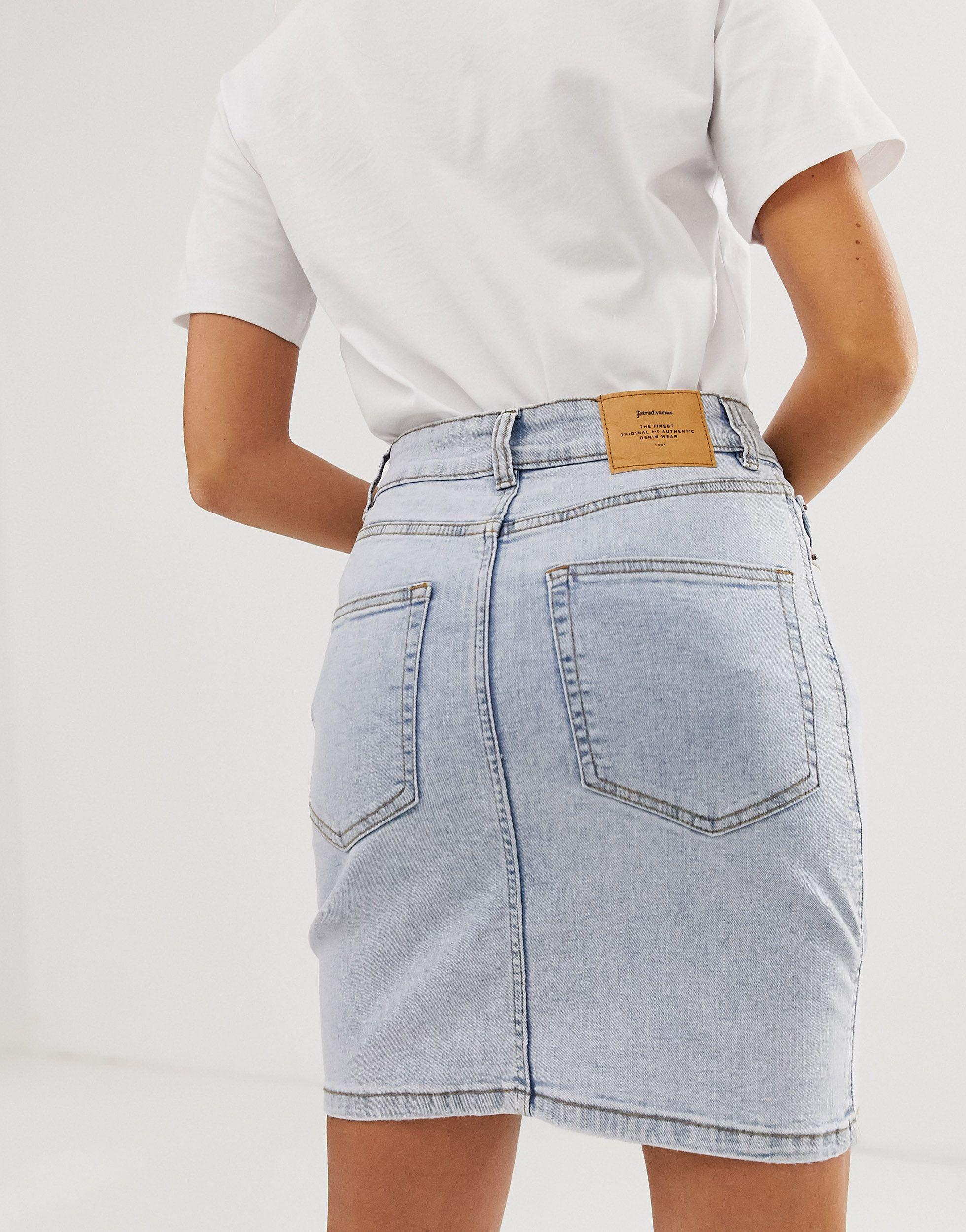 stradivarius denim skirt