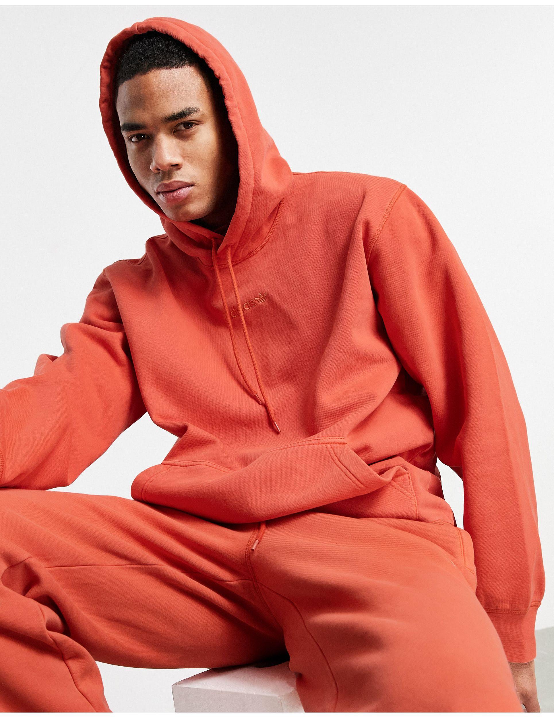 adidas Originals \'premium Sweats\' Lyst Orange for | Hoodie in Overdyed Men