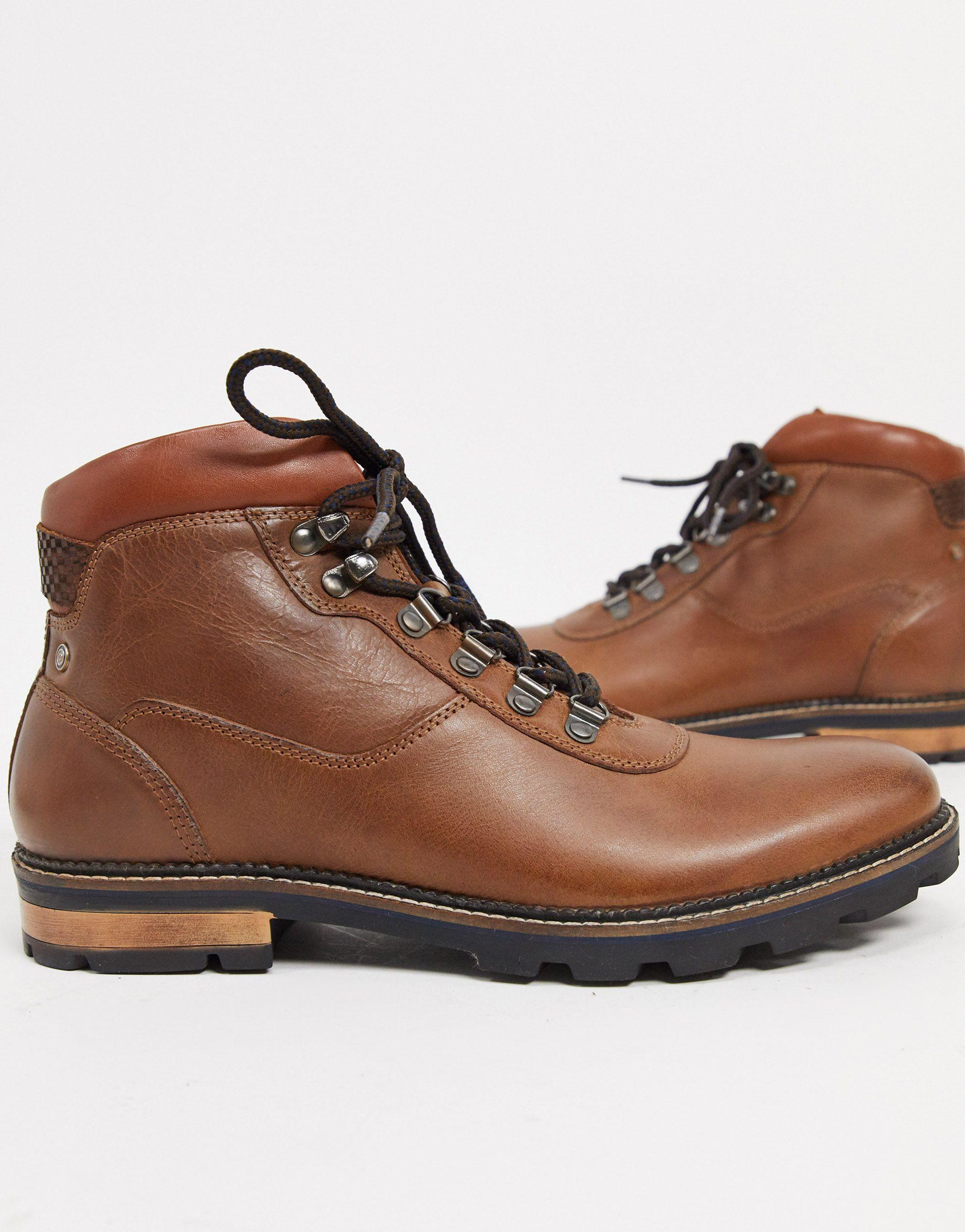 tan leather lace up ankle boots