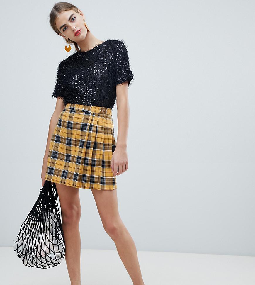 Synthetic Yellow Plaid Check Skirt - Lyst