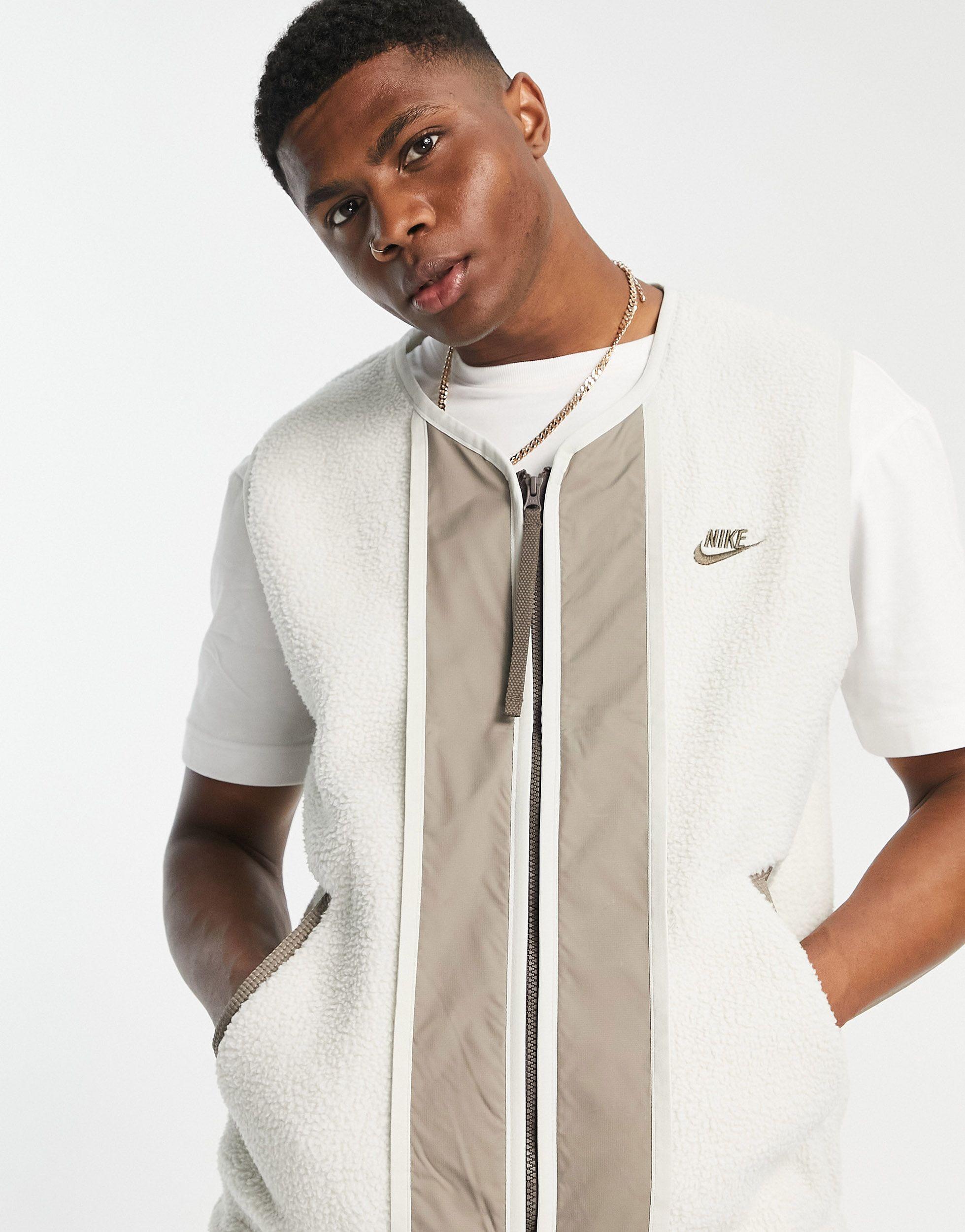 Nike Sport Essentials Full-zip Sherpa Fleece Vest in White for Men | Lyst