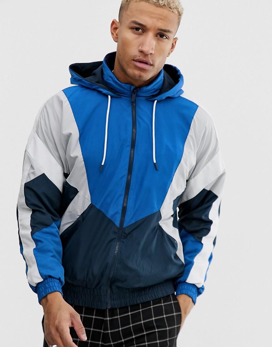 Bershka Windbreaker Jacket With Color Blocking In Blue for Men | Lyst