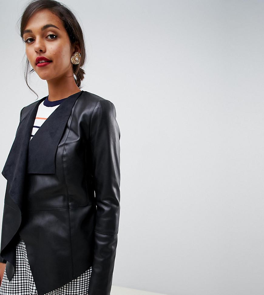Oasis Waterfall Front Faux Leather Jacket In Black Lyst