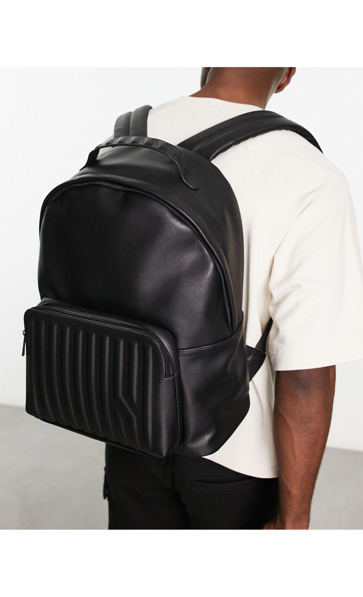 Bershka Front Pocket Detail Backpack in Black for Men | Lyst