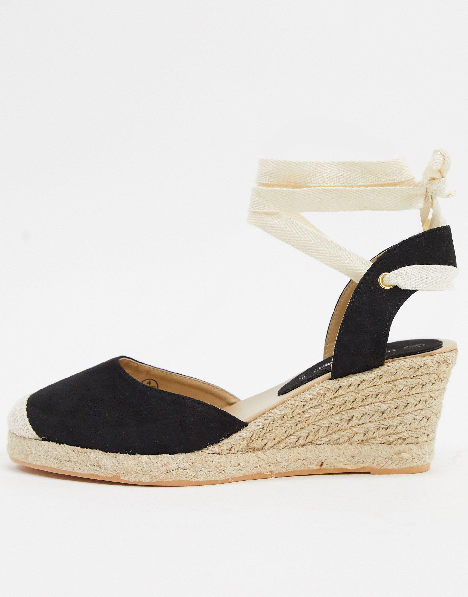 wide fit black espadrille wedges