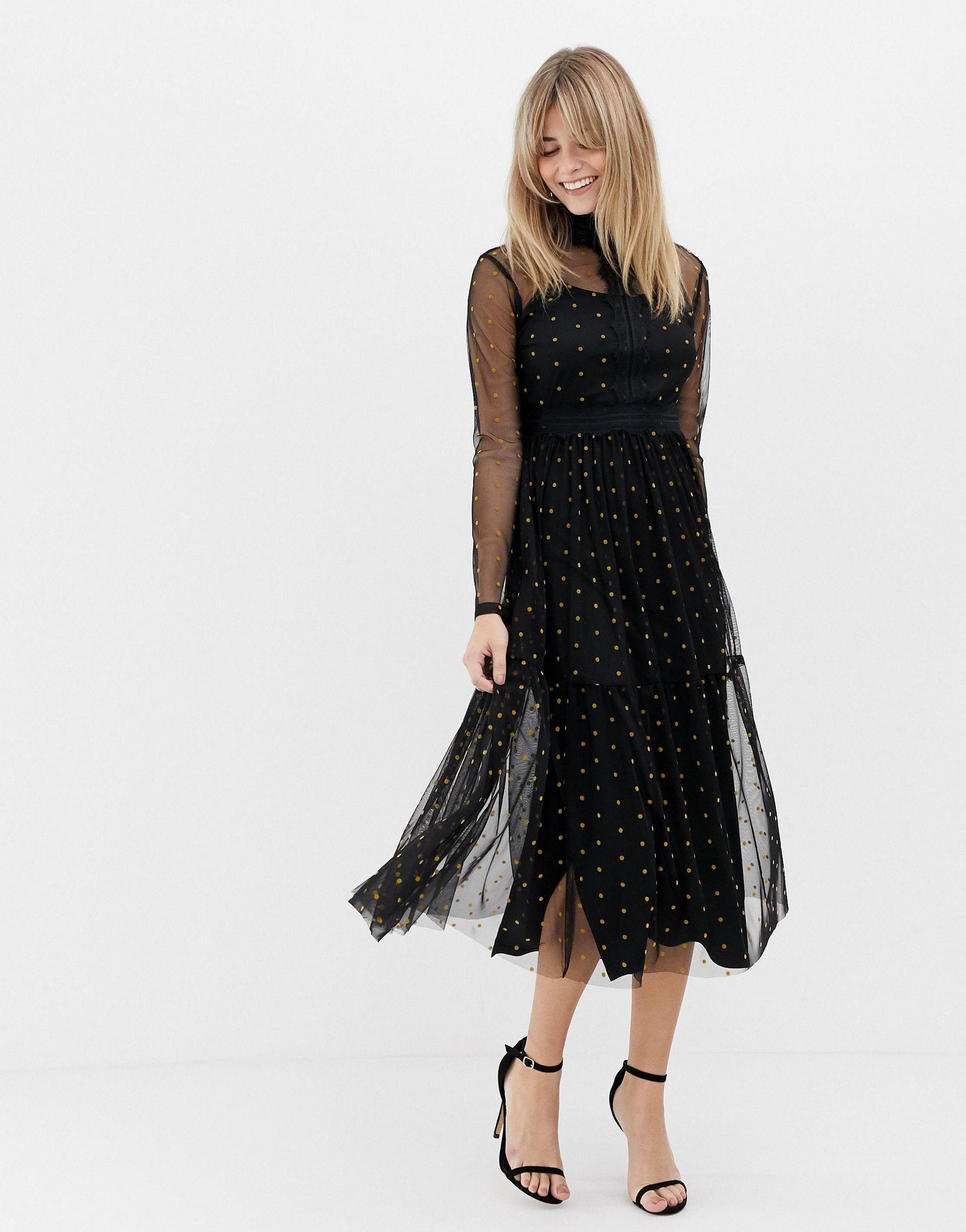 lace and beads black dress