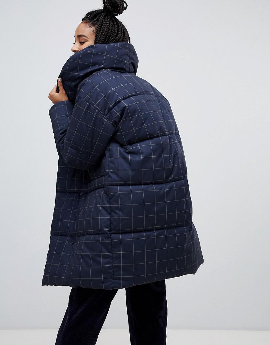 Monki longline grid puffer jacket deals