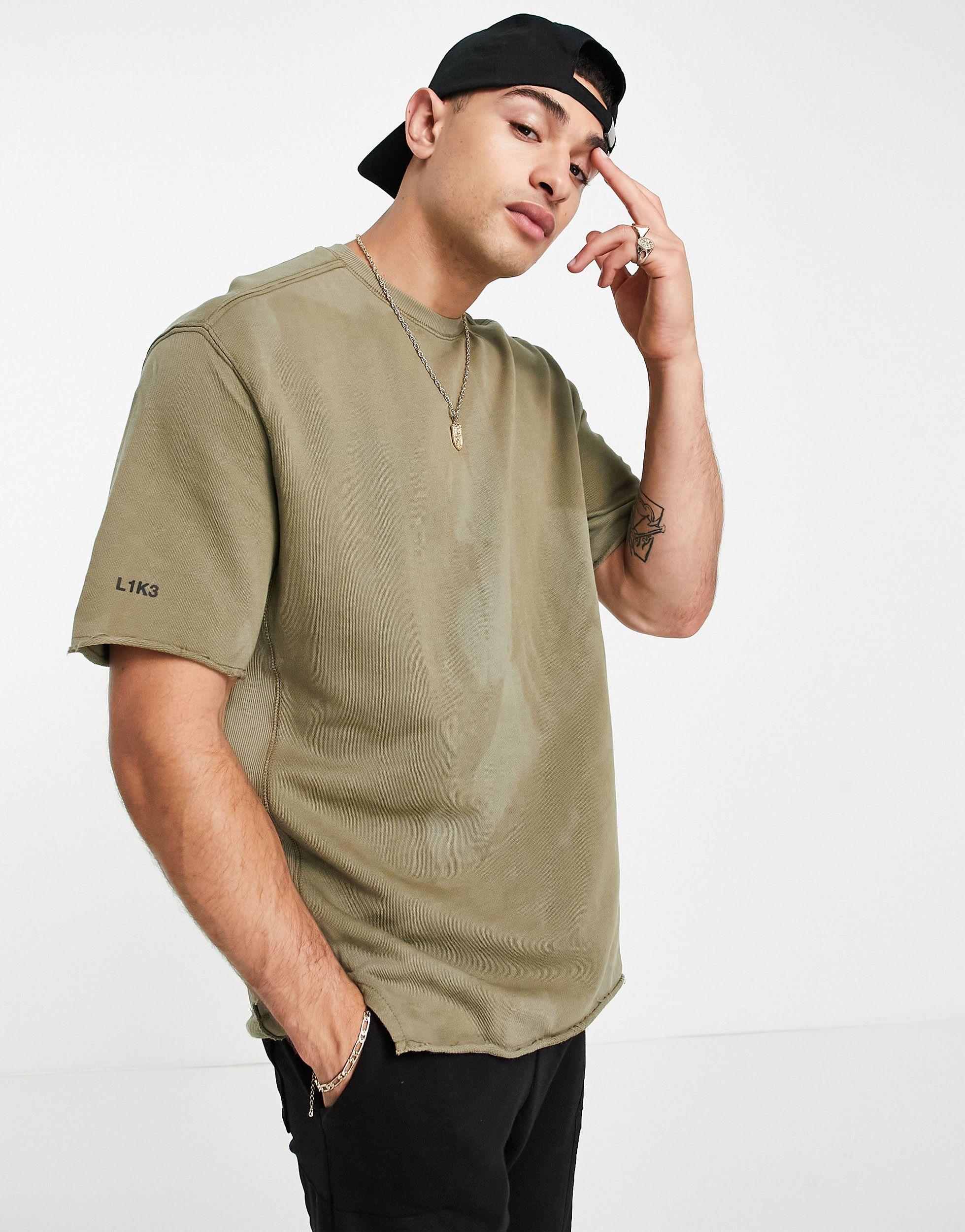 Bershka Washed T-shirt With Raw Edge in Green for Men | Lyst Australia