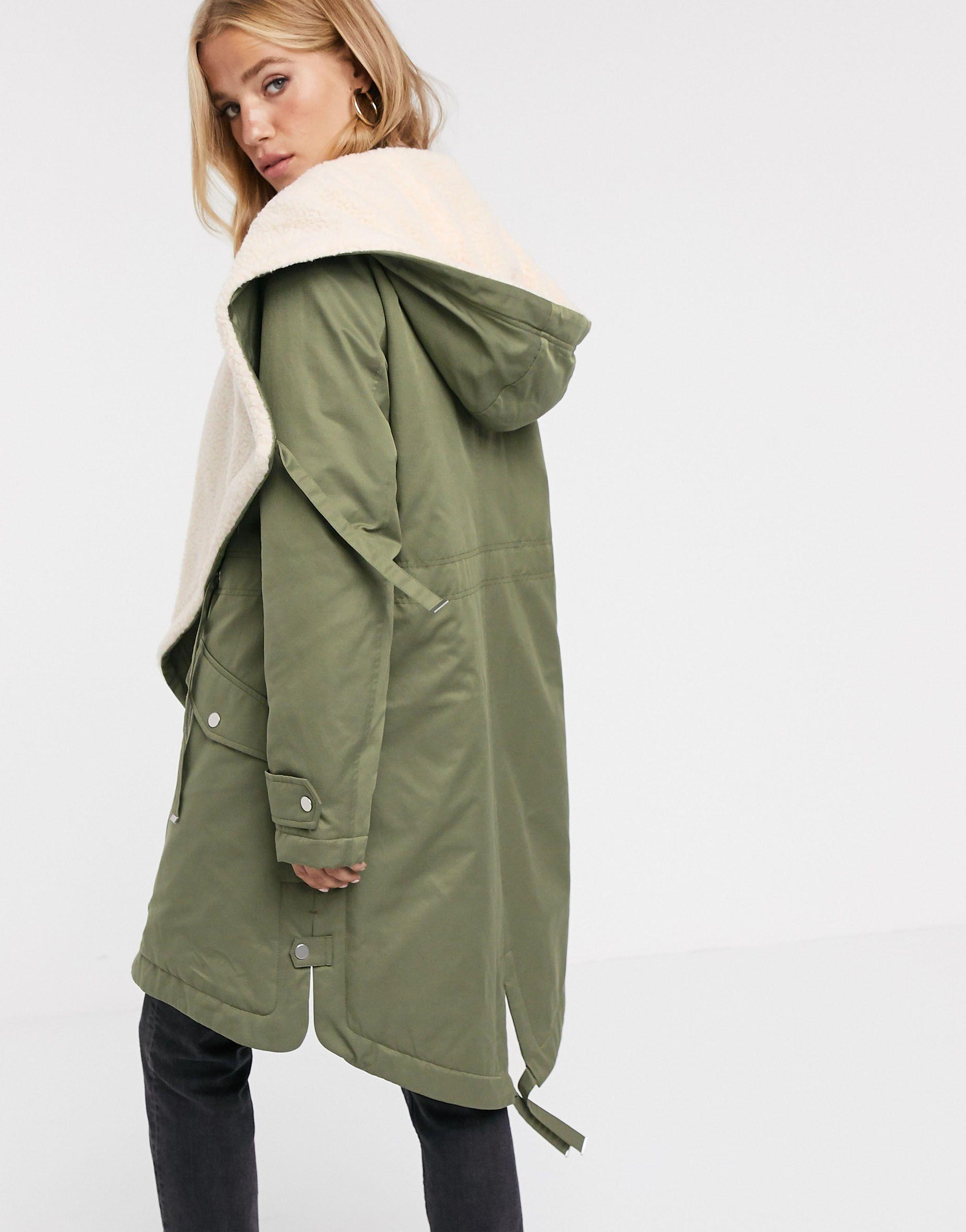 ASOS Waterfall Parka With Borg Lining in Pink Lyst UK