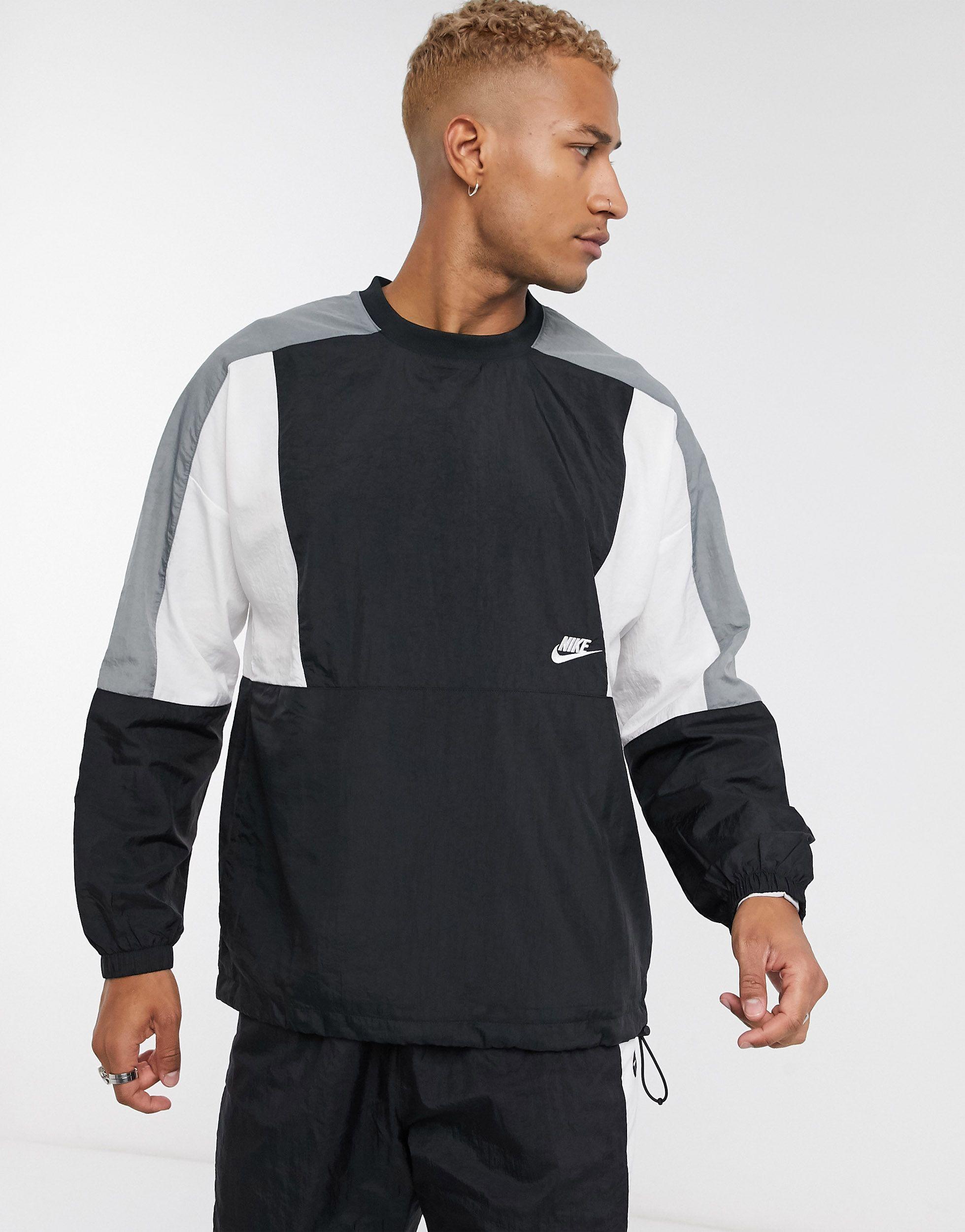 Nike Club Colour Block Woven Sweatshirt in Black for Men - Lyst