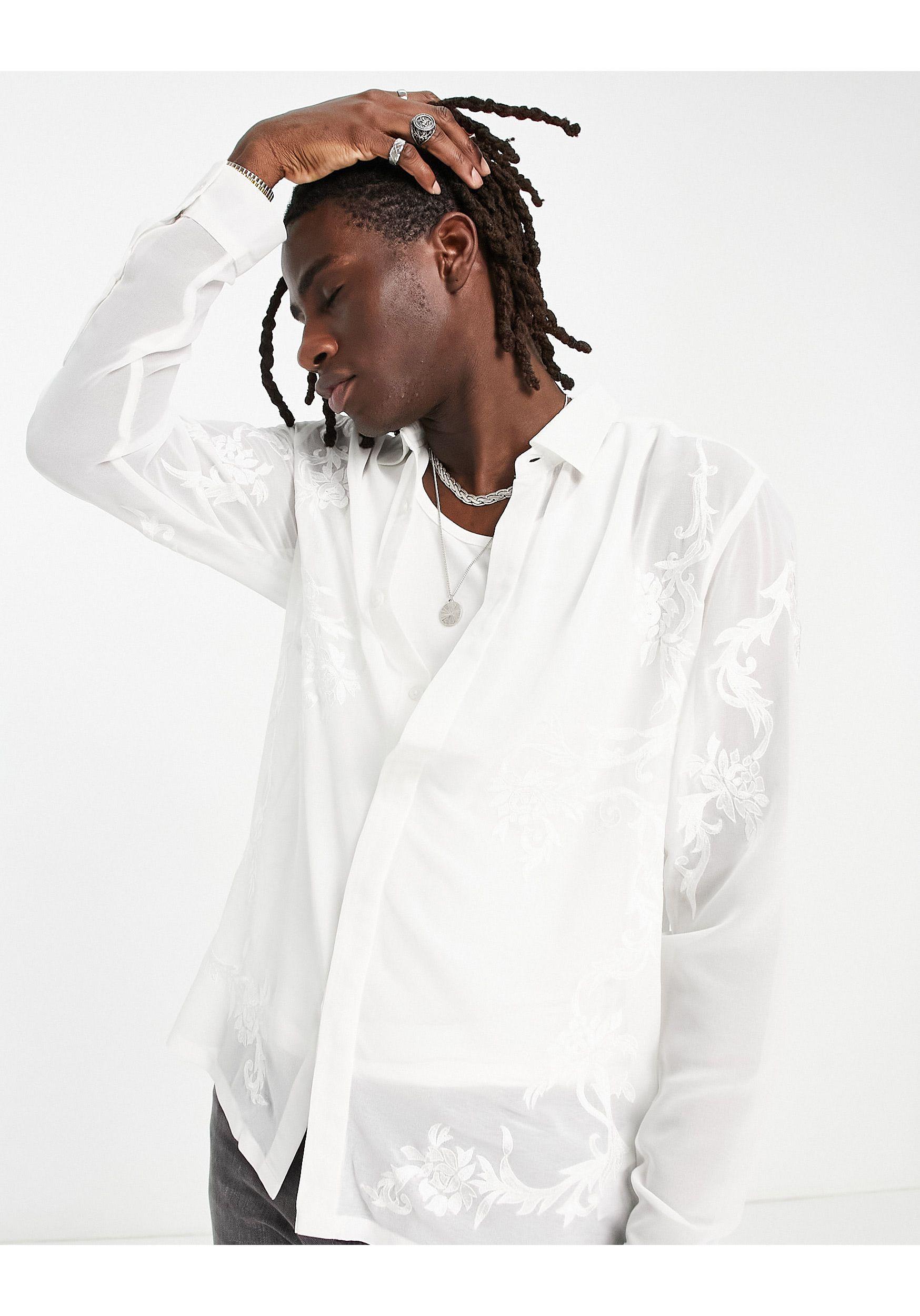 Camisa blanca transparente ASOS de hombre de color Blanco | Lyst