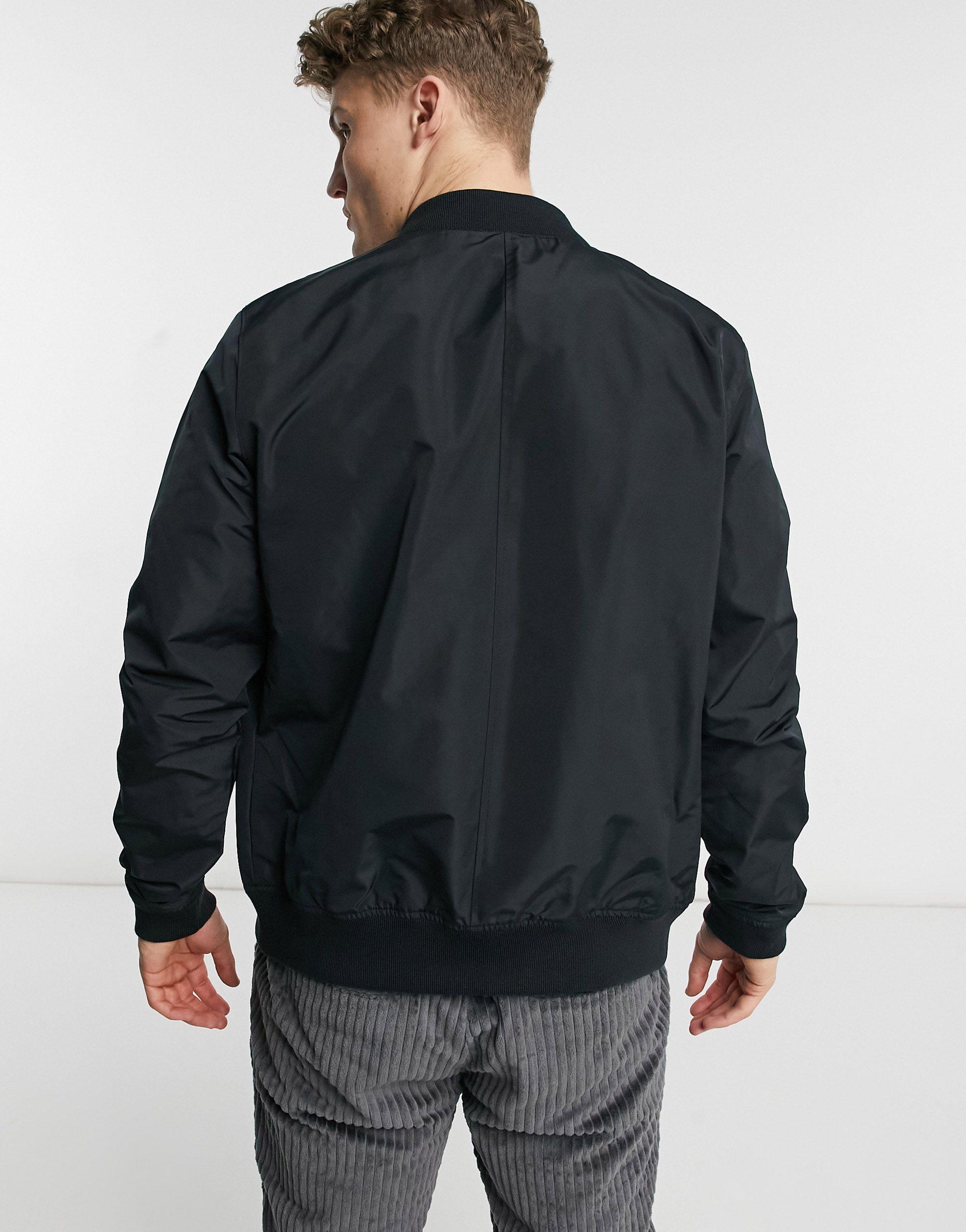 Hollister Synthetic Lightweight Nylon Bomber Jacket in Black for Men | Lyst