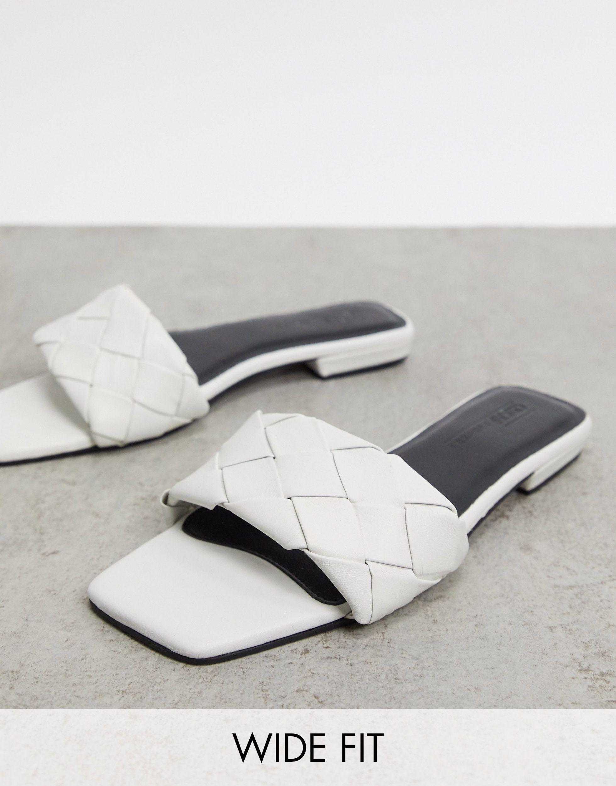 white wide fit flat sandals