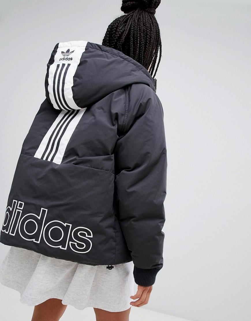 adidas Originals Synthetic Short Down Filled Jacket In Black - Lyst