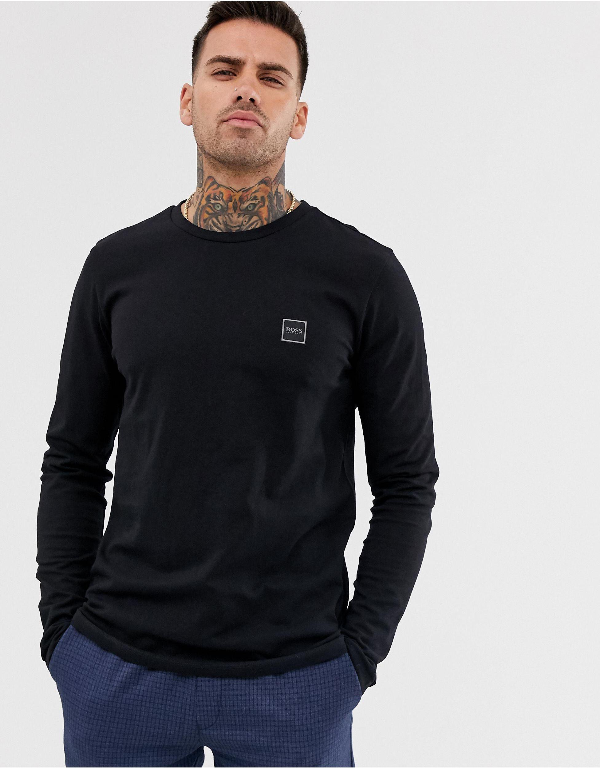 stitch monthly punch BOSS by HUGO BOSS Tacks Box Logo Long Sleeve Top in Black for Men | Lyst