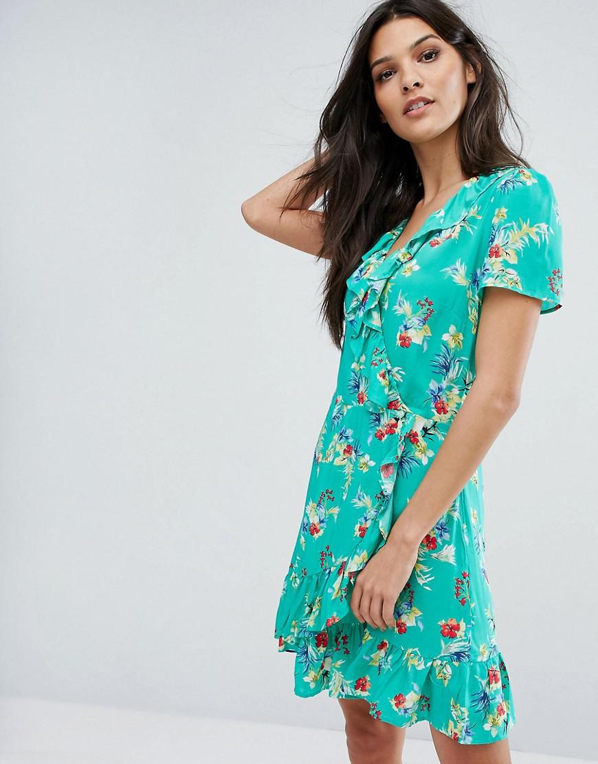 green floral tea dress