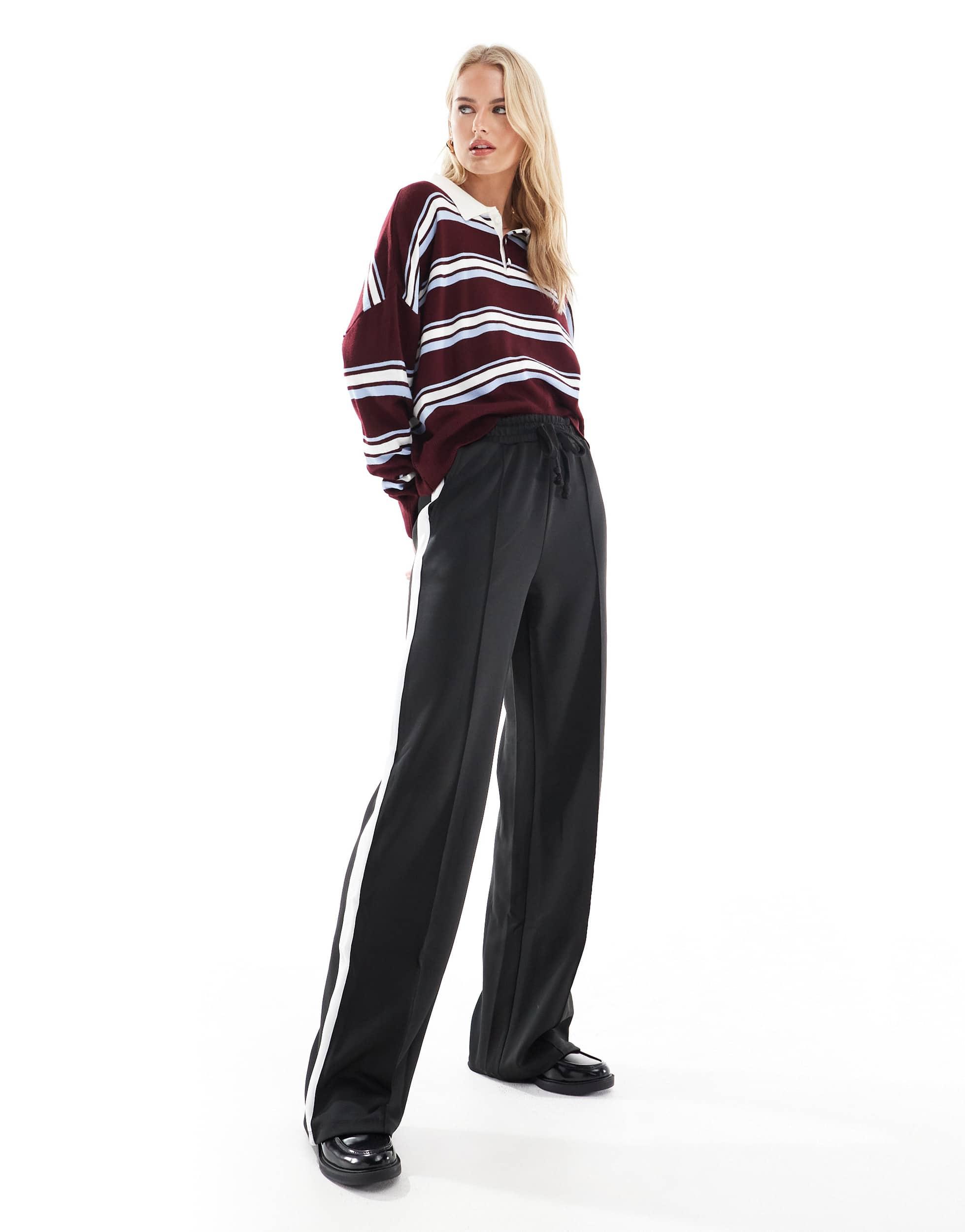 diidii NYLON PANTS (Black × White)（Virgin wool trousers）
