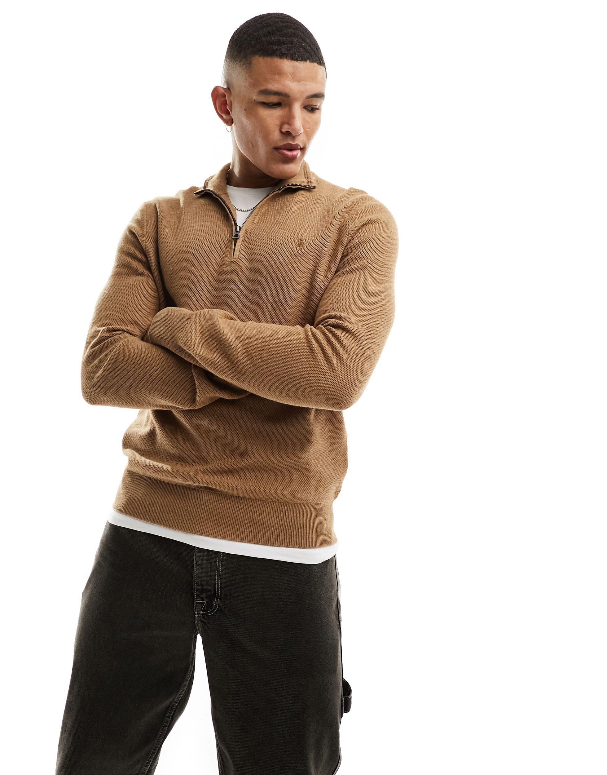 Polo Ralph Lauren Icon Logo Half Zip Heavyweight Cotton Knit