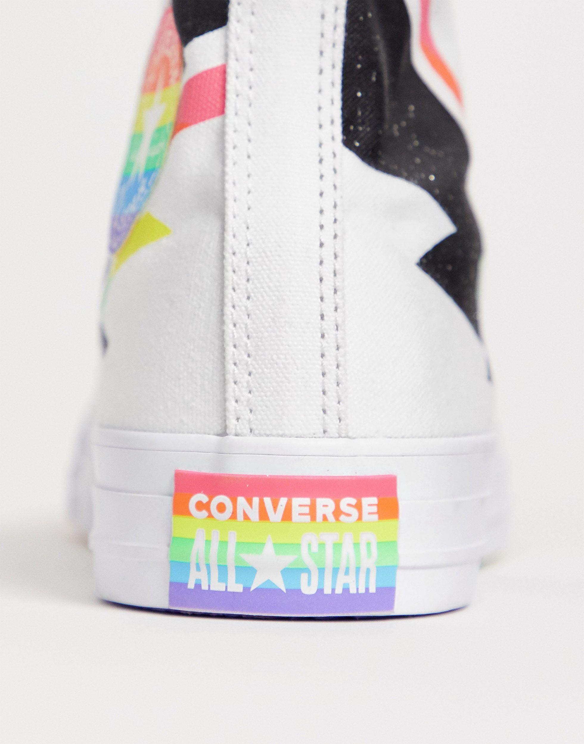 Converse Rubber Pride Chuck Taylor Hi All Star And Rainbow Lightning Bolt  Trainers in White | Lyst