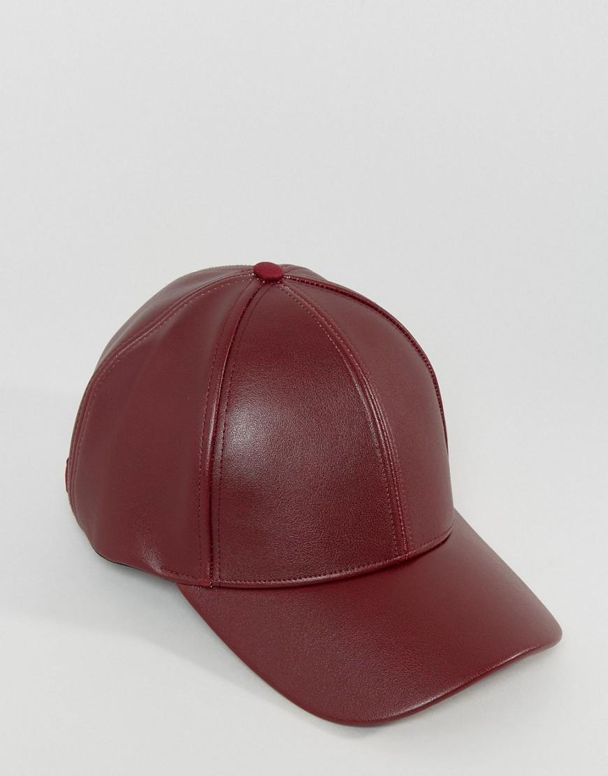 ASOS Asos Baseball Cap In Burgundy Faux Leather in Red for Men Lyst