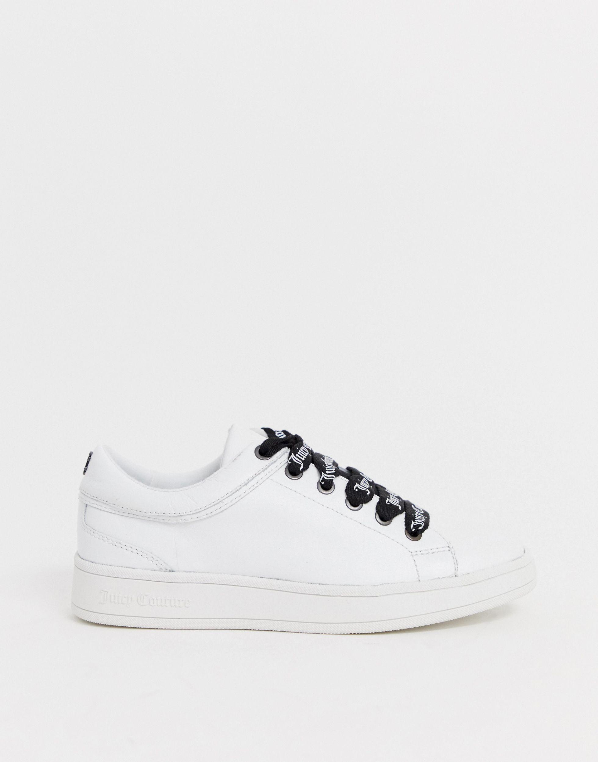 Juicy Couture Leather Lace Up Sneakers in White - Lyst